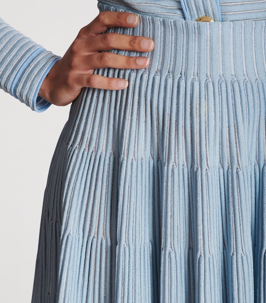 Balmain Blue Knit Mini Skirt