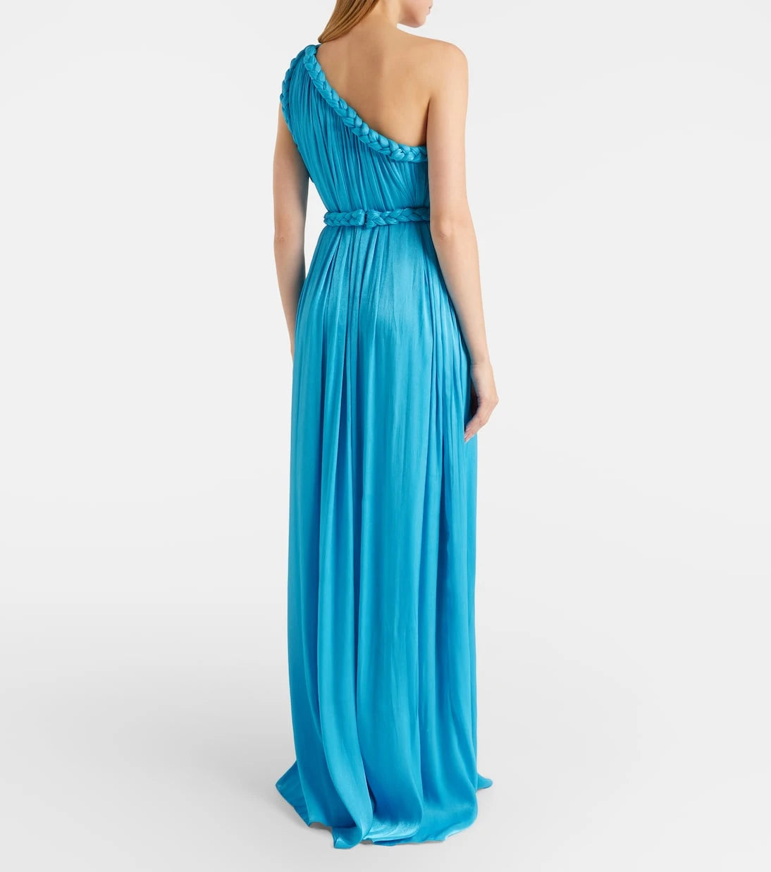 Costarellos - Isilda lamé georgette one-shoulder gown