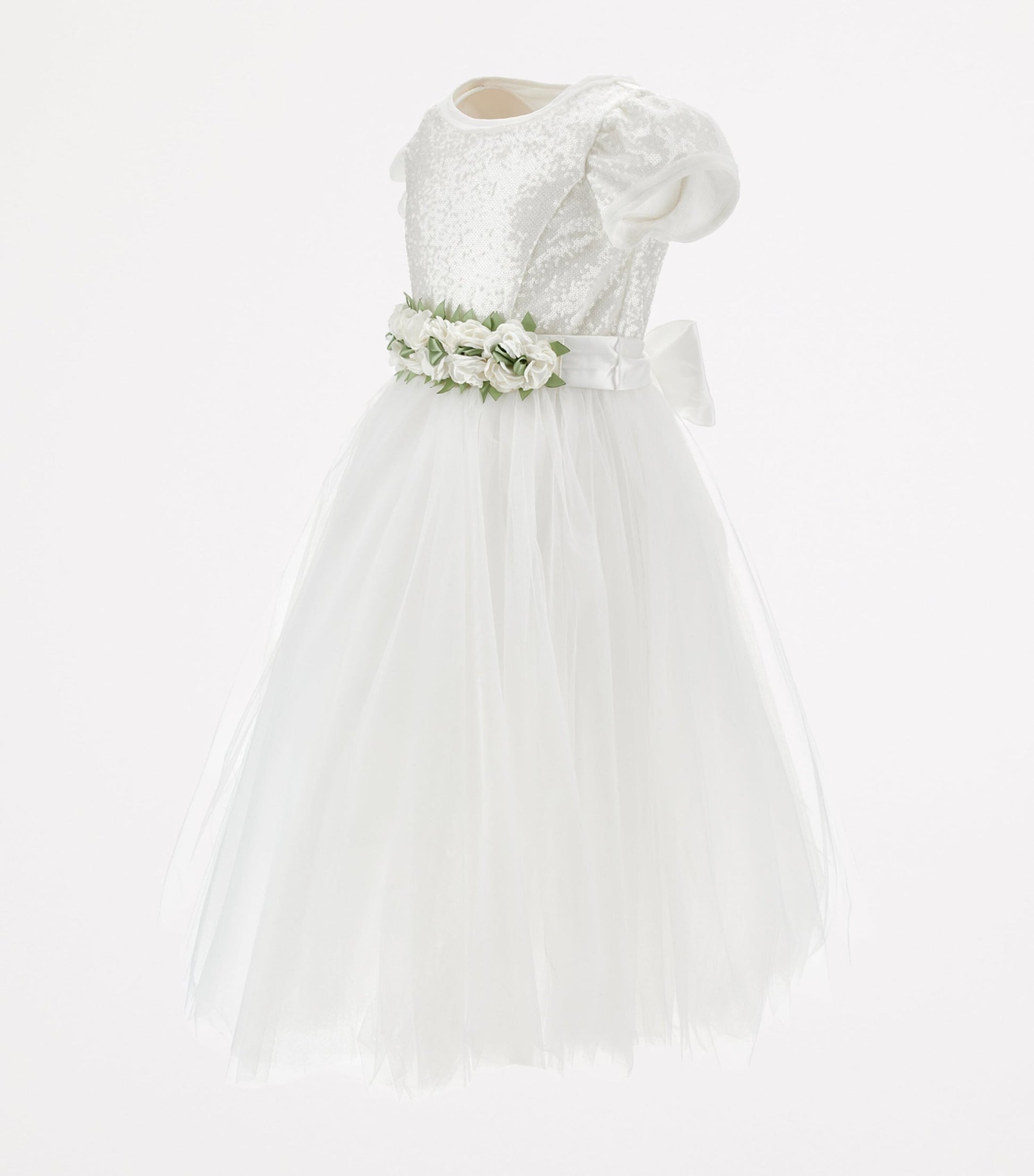 Monnalisa White Sequin-Embellished Dress (2-16 Years)