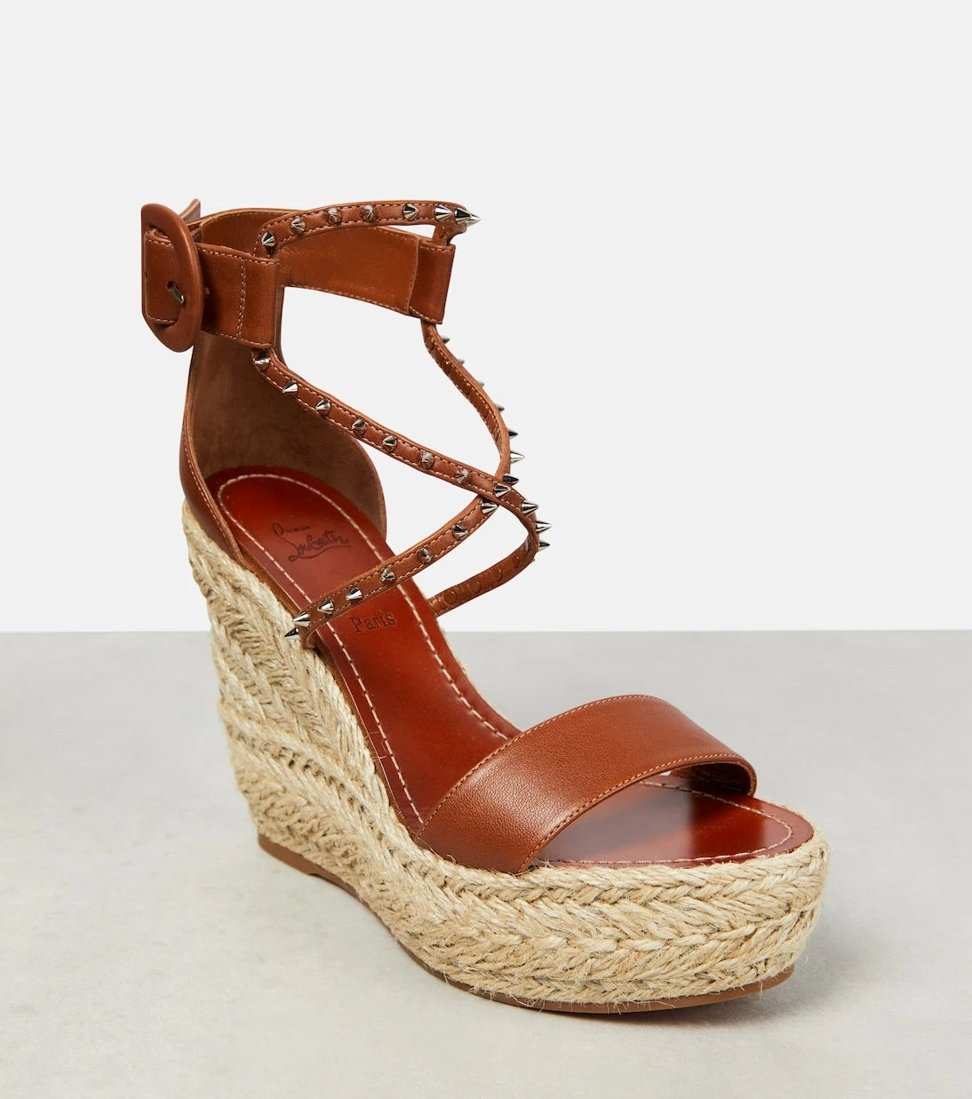 Christian Louboutin - Chocazeppa leather wedge espadrilles