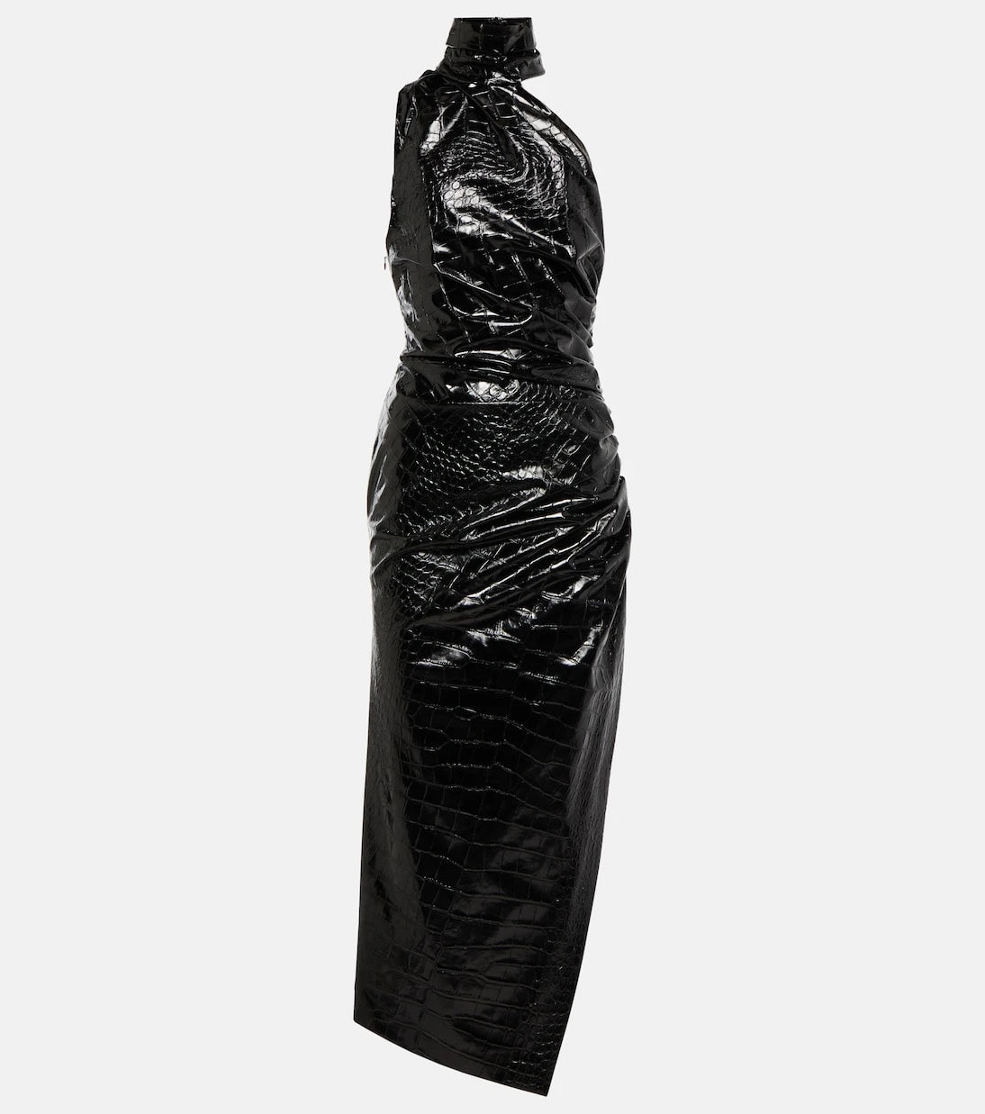 Alaïa - فستان ميدي غير متماثل بنقشة التمساح