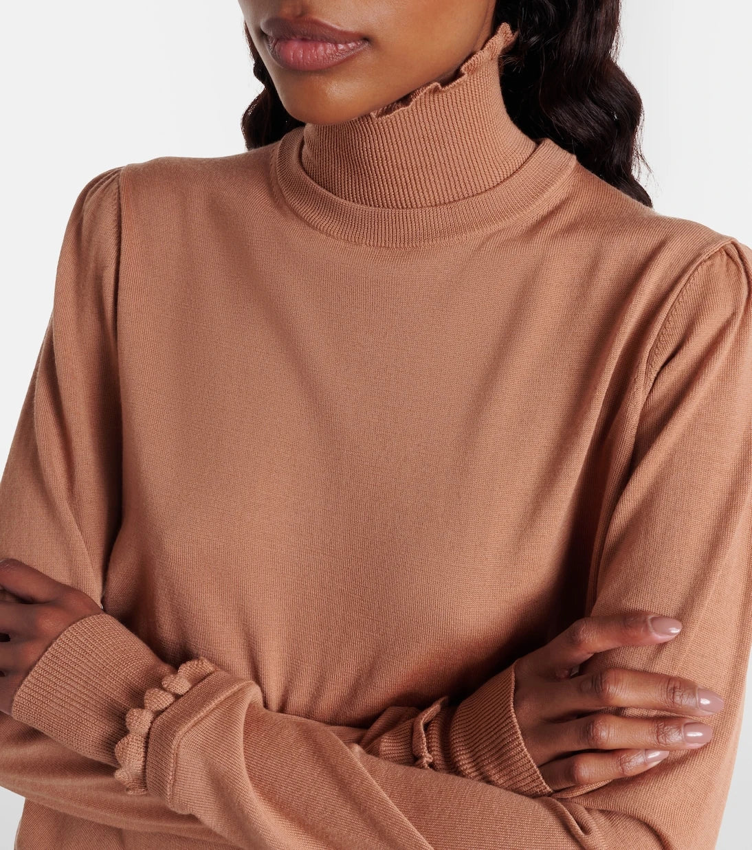 Chloé - Ruffled wool turtleneck sweater