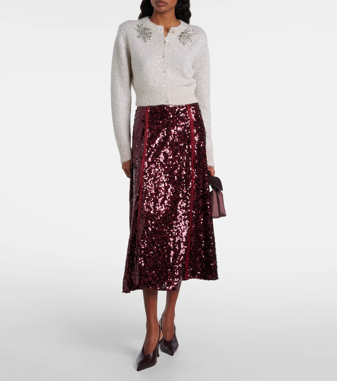 Erdem - Embellished cropped alpaca-blend cardigan