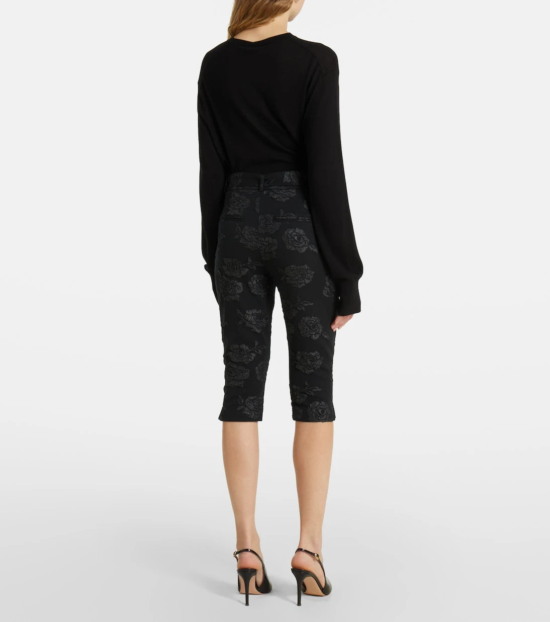 Rotate - Floral jacquard capri pants