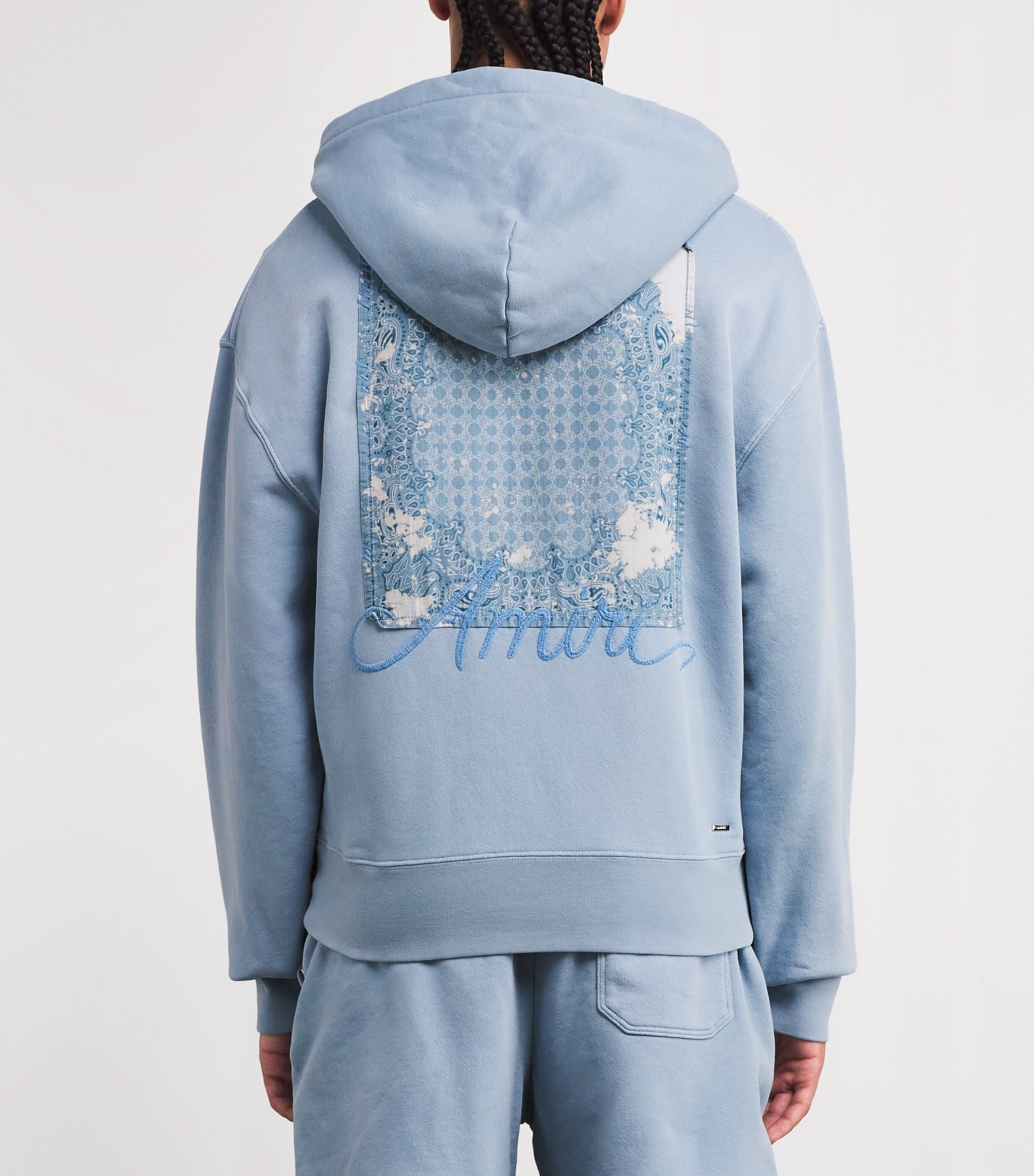 AMIRI Blue Cotton Bleach Bandana Hoodie