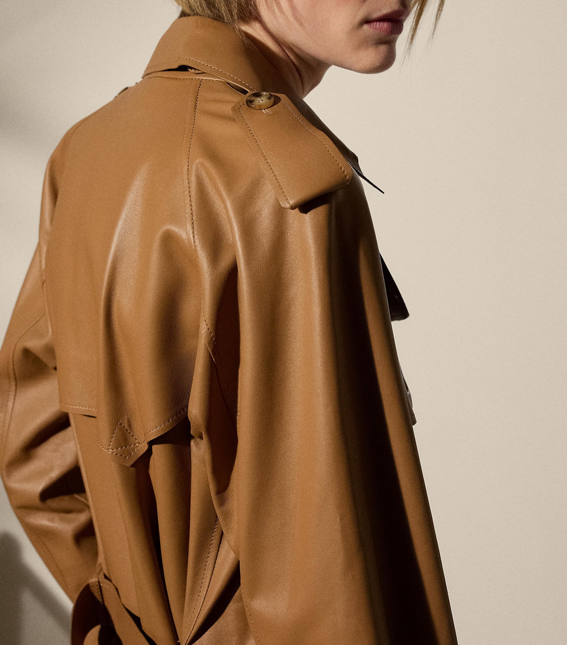 Brown Lambskin Niles Trench Coat