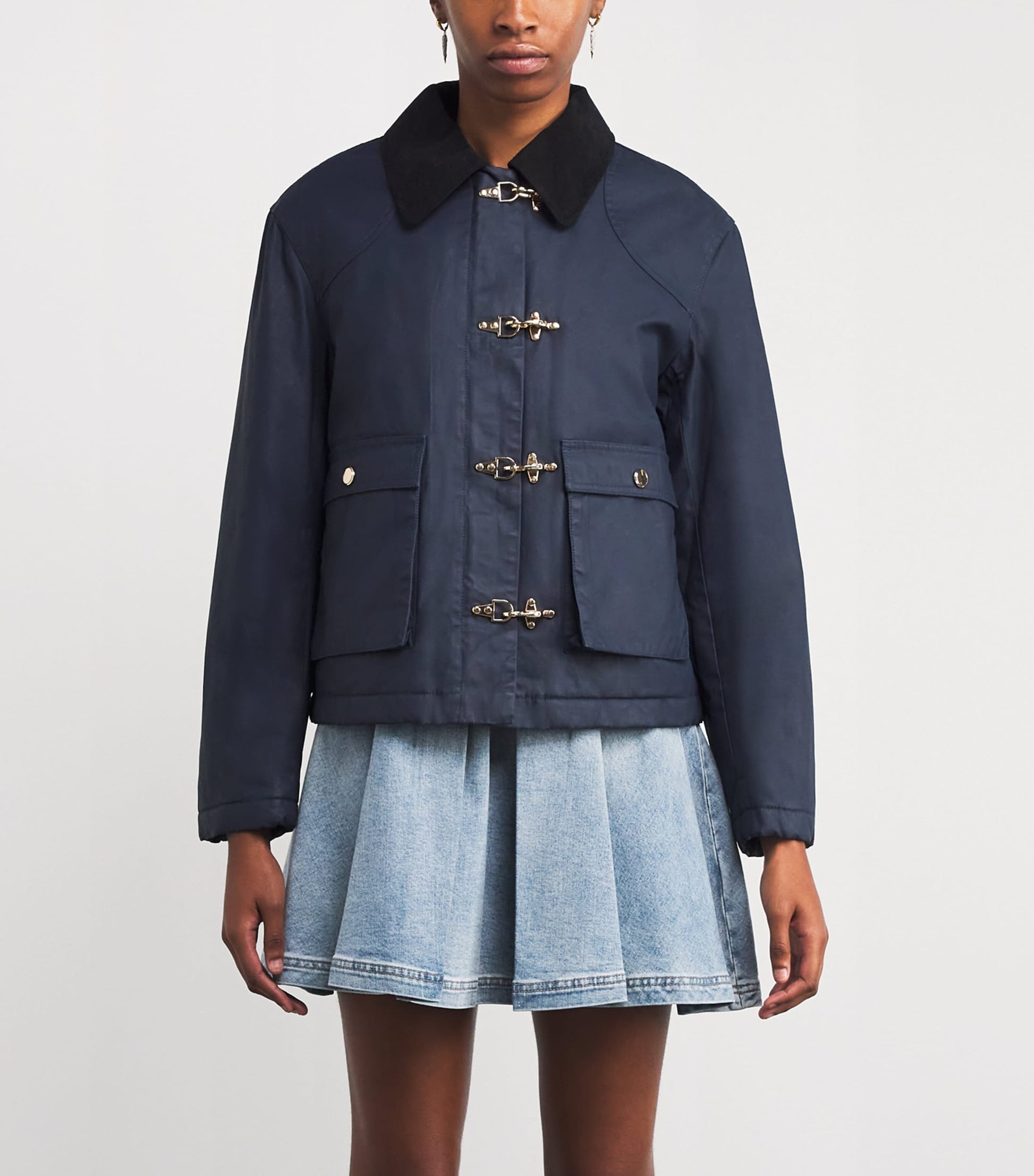 Claudie Pierlot Blue Waxed Cotton Parka
