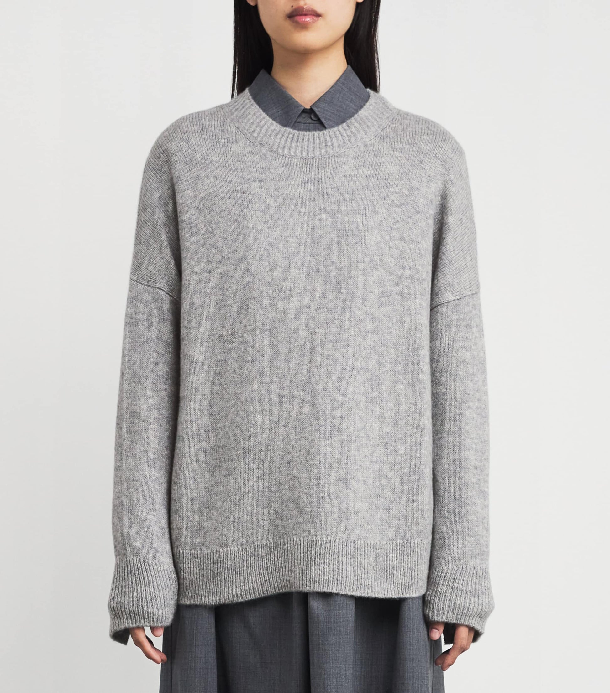 Iris Von Arnim Grey Cashmere-Silk Blenda Sweater