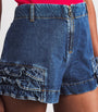 Sandro Paris Blue Denim Ruffle Shorts