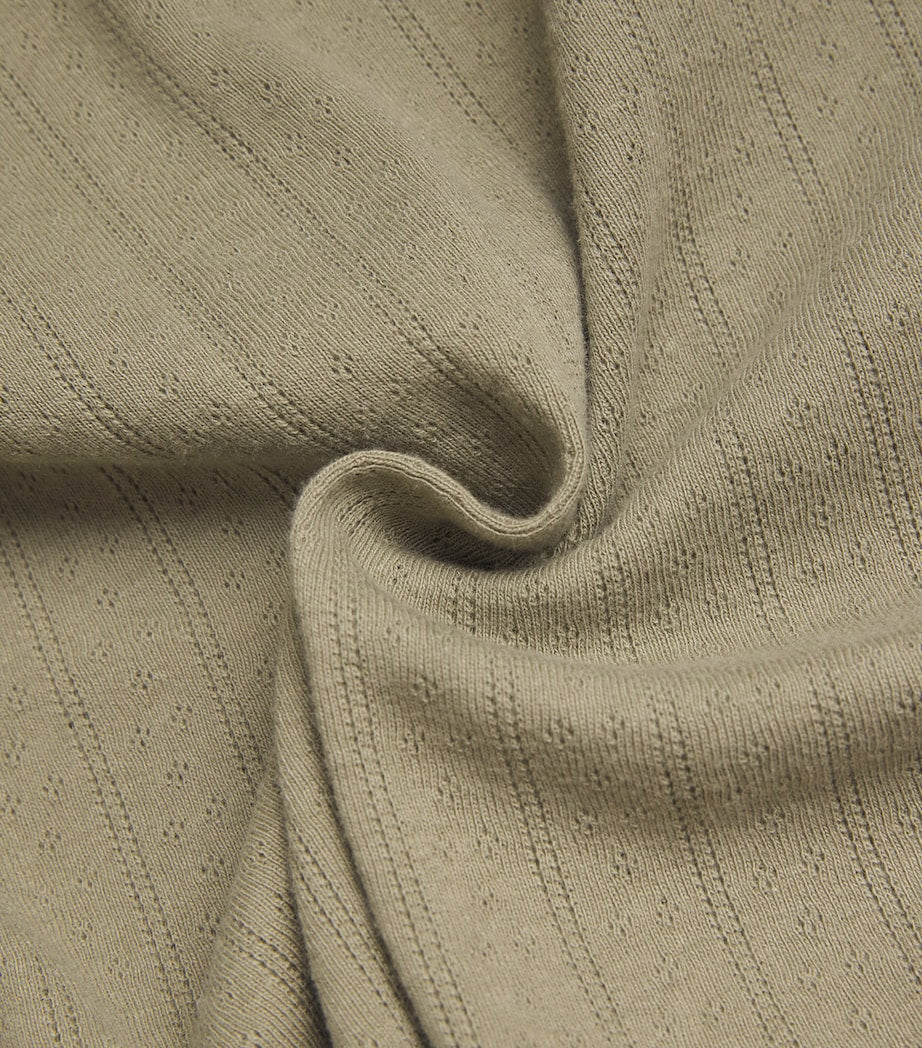 LESET Green Cotton Pointelle Tank Top