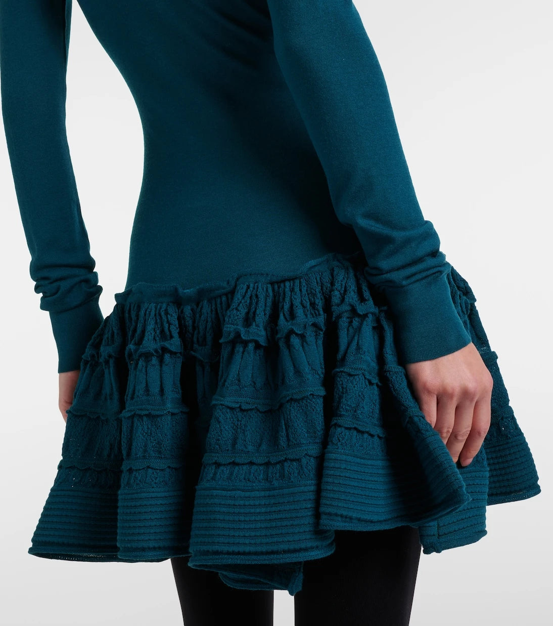 Alaïa - Ruffled wool-blend minidress
