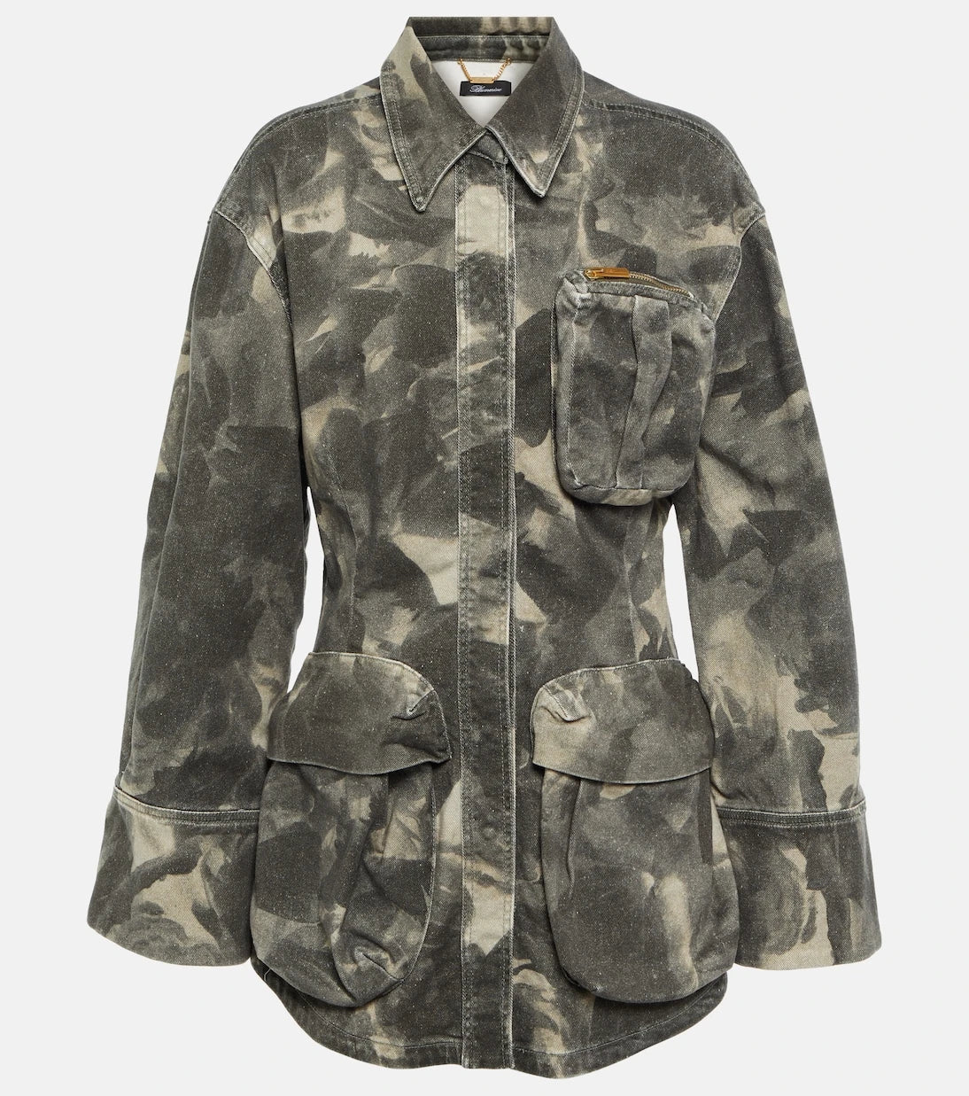 Blumarine - Belted printed denim jacket