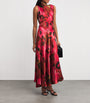 Victoria Beckham Red Silk Floral Draped Midi Dress