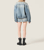 Miu Miu Turquoise Shearling Denim Jacket