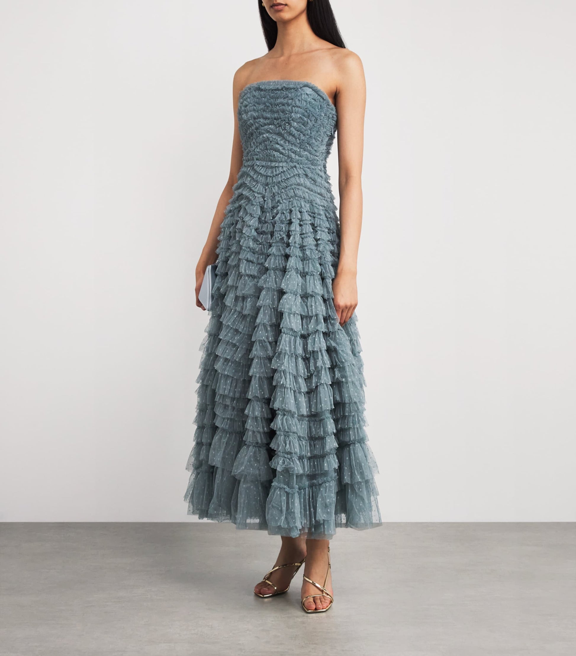 Needle & Thread Blue Strapless Hattie Maxi Dress
