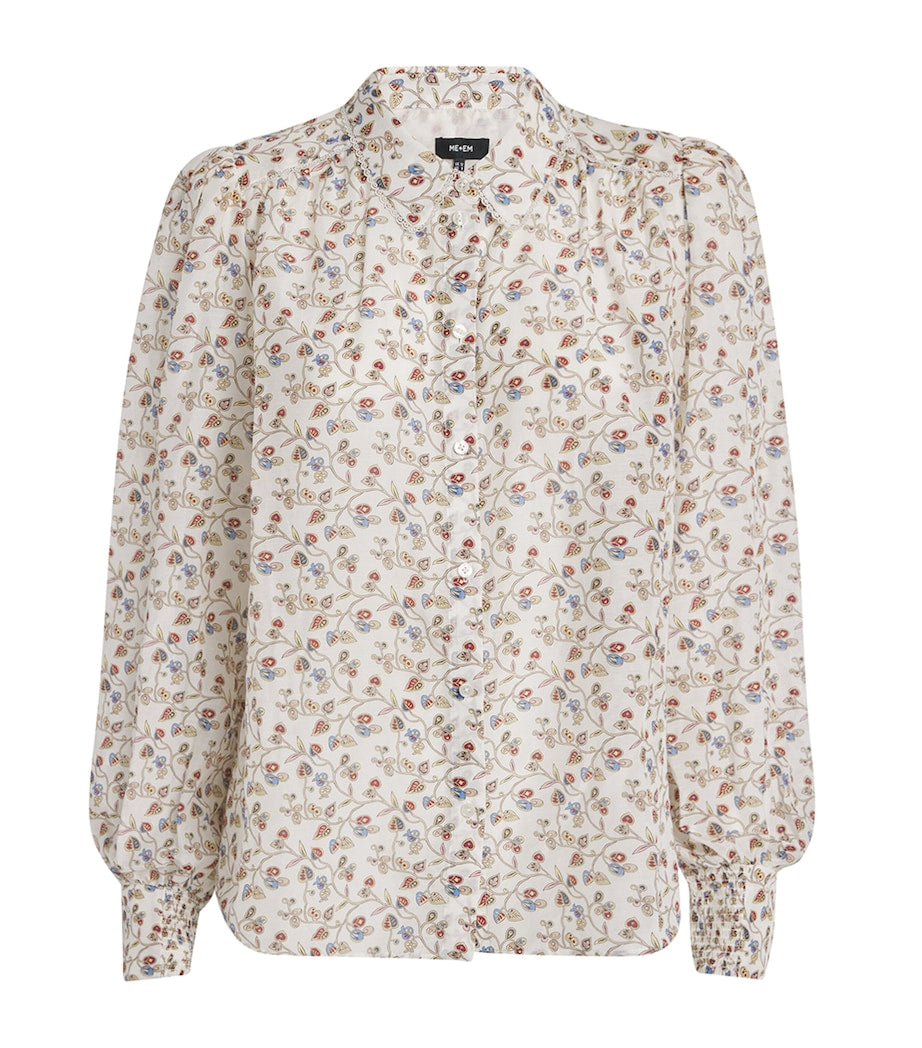 ME+EM Multi Cotton-Silk Cottage Garden Blouse