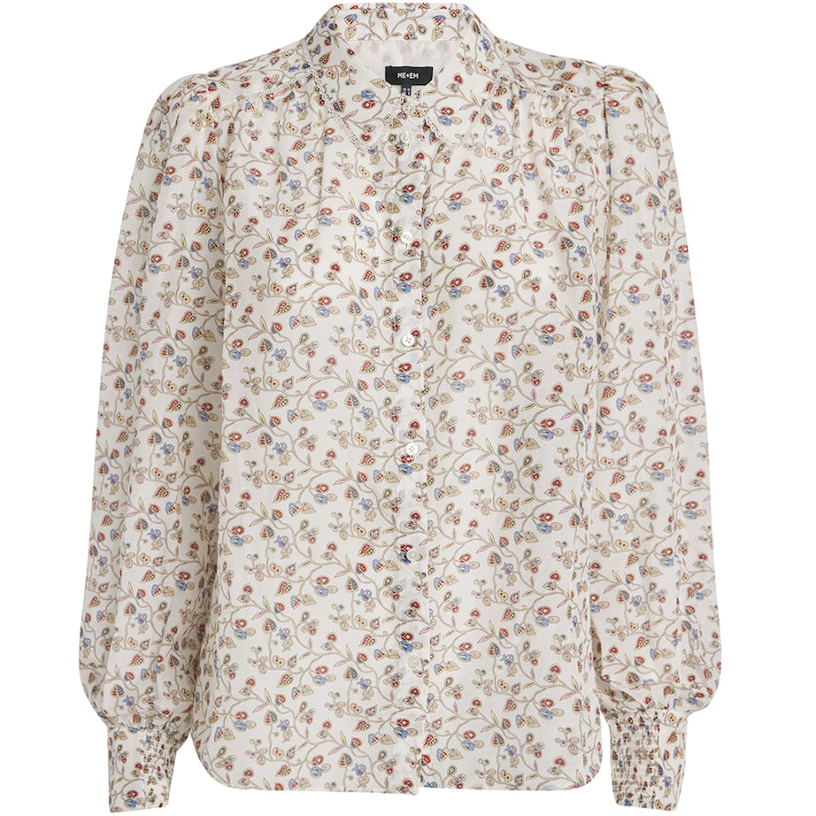 ME+EM Multi Cotton-Silk Cottage Garden Blouse