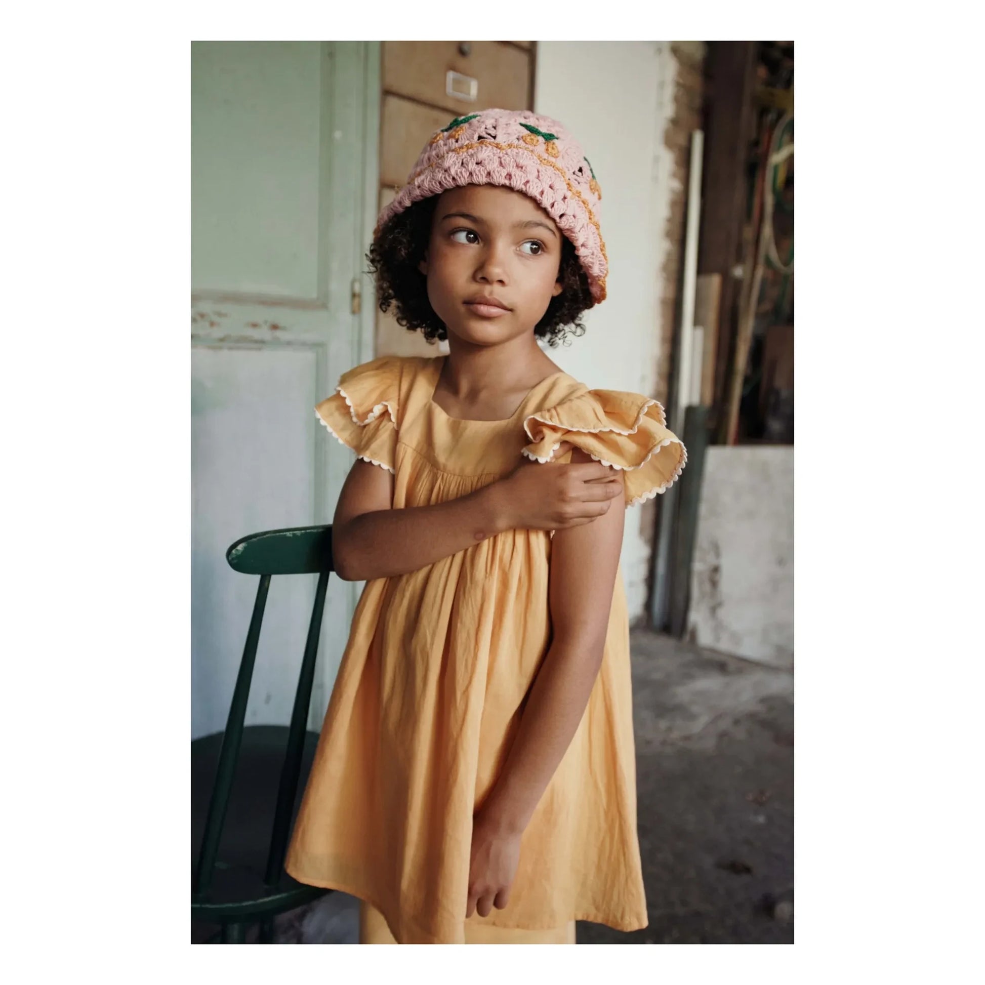 Emile et Ida - Voile Ruffle Dress | Yellow