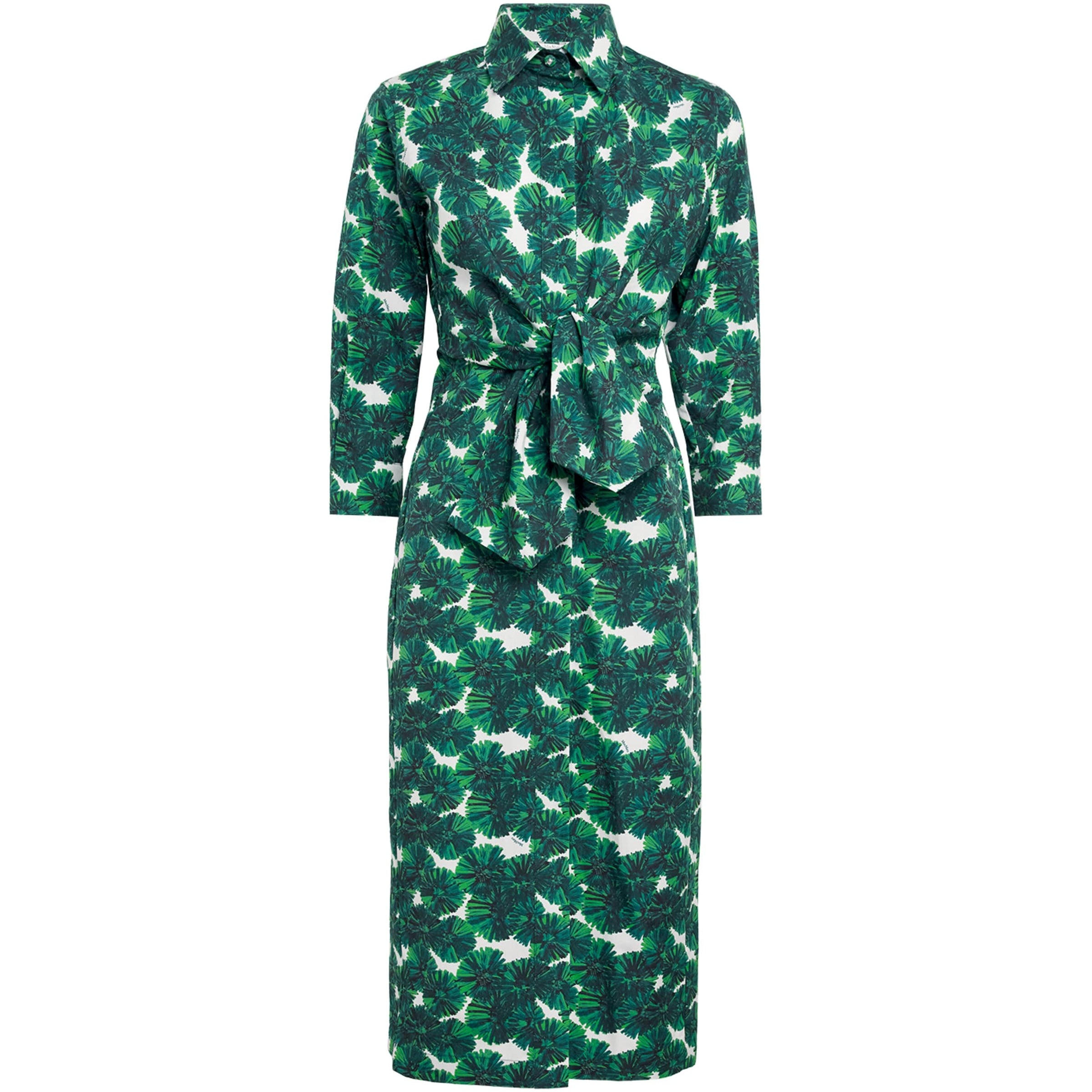 Max Mara Beige Cotton Poplin Print Shirt Dress