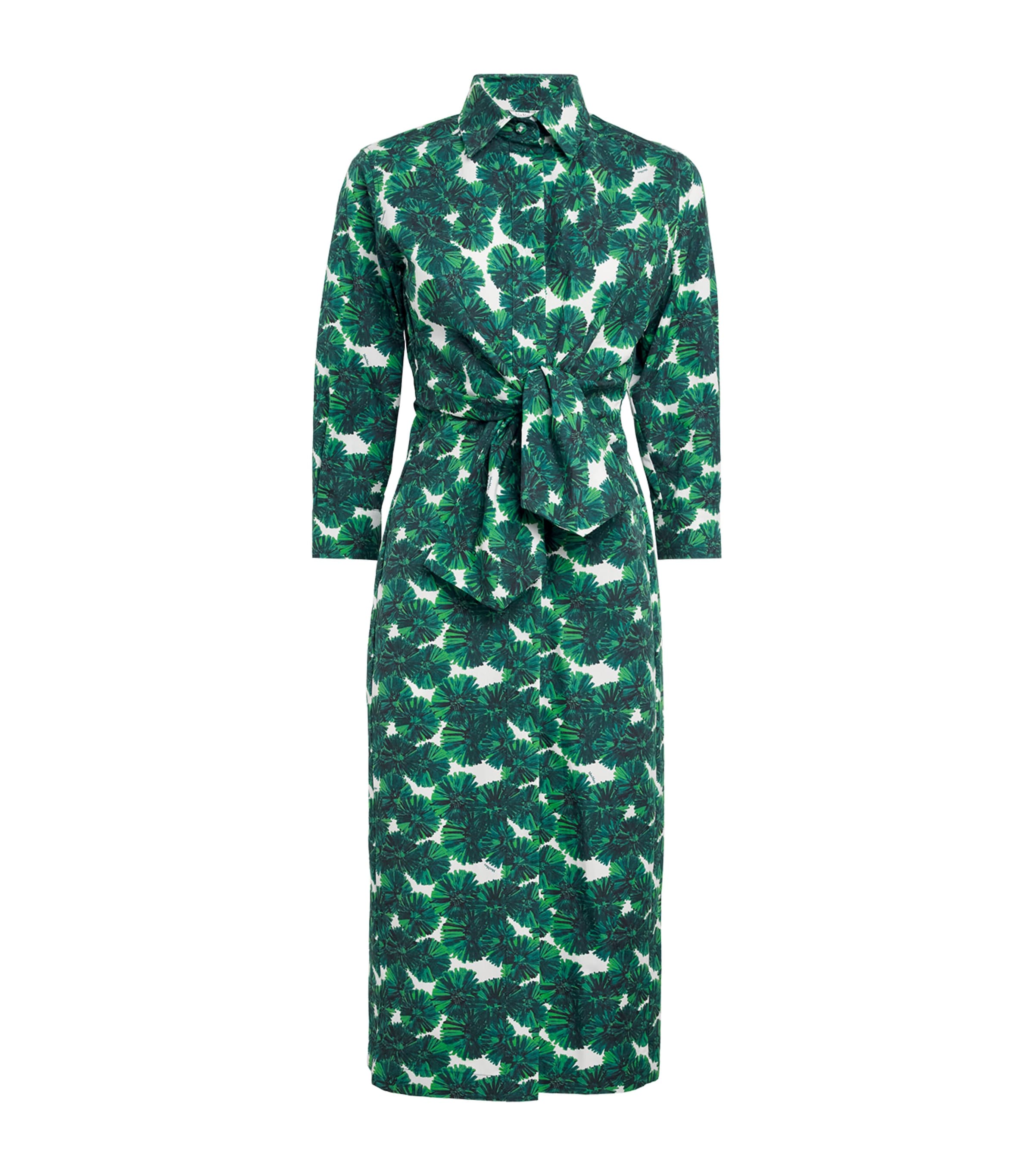 Max Mara Beige Cotton Poplin Print Shirt Dress