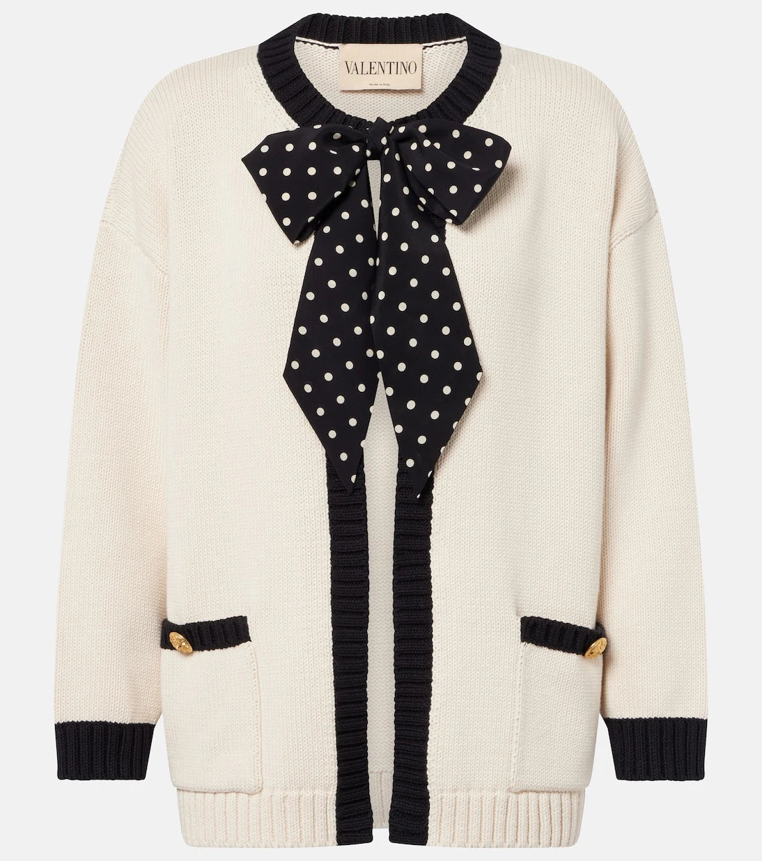 Valentino - Bow-detail cotton-blend cardigan