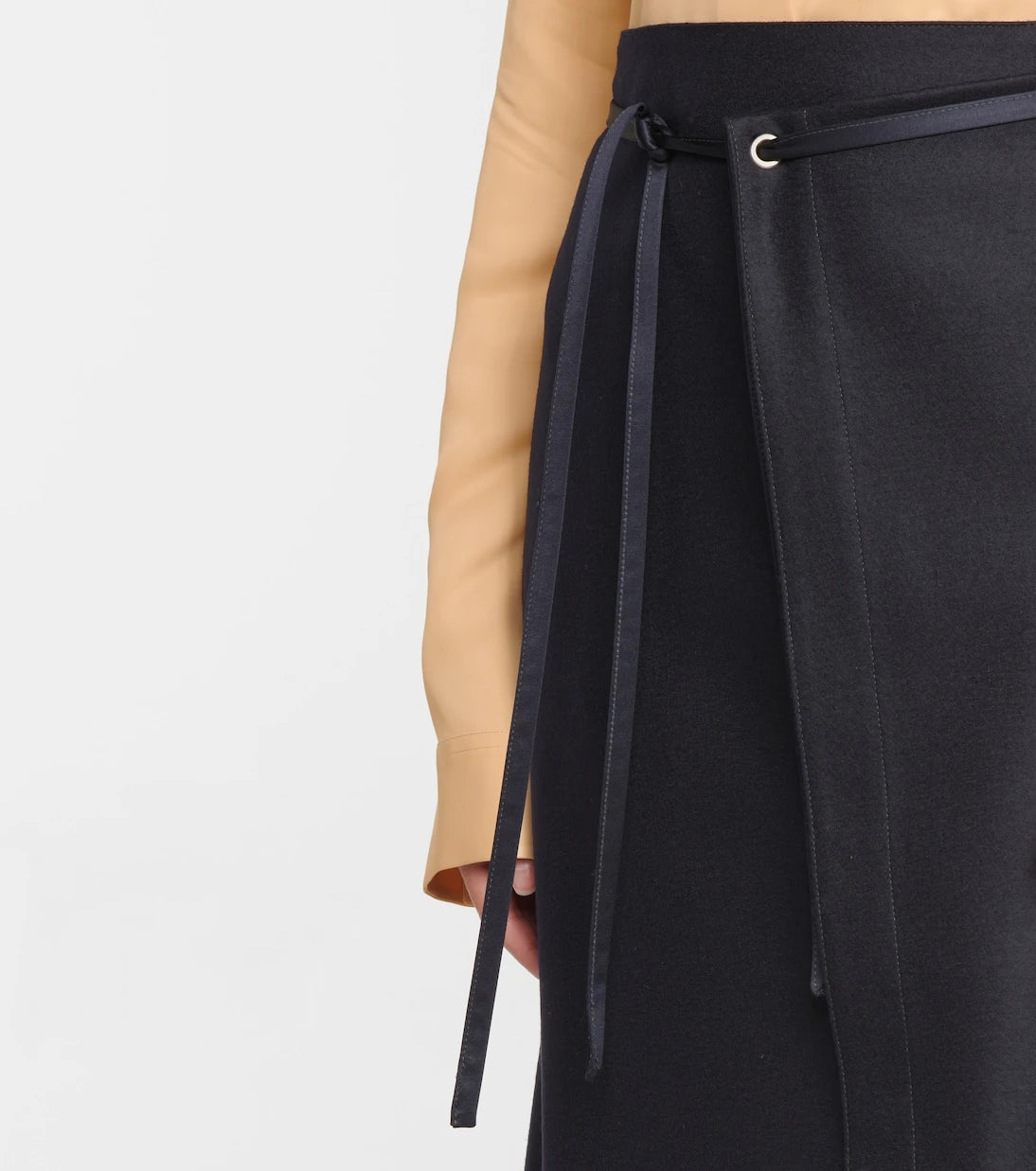 Jil Sander - Belted wool midi skirt