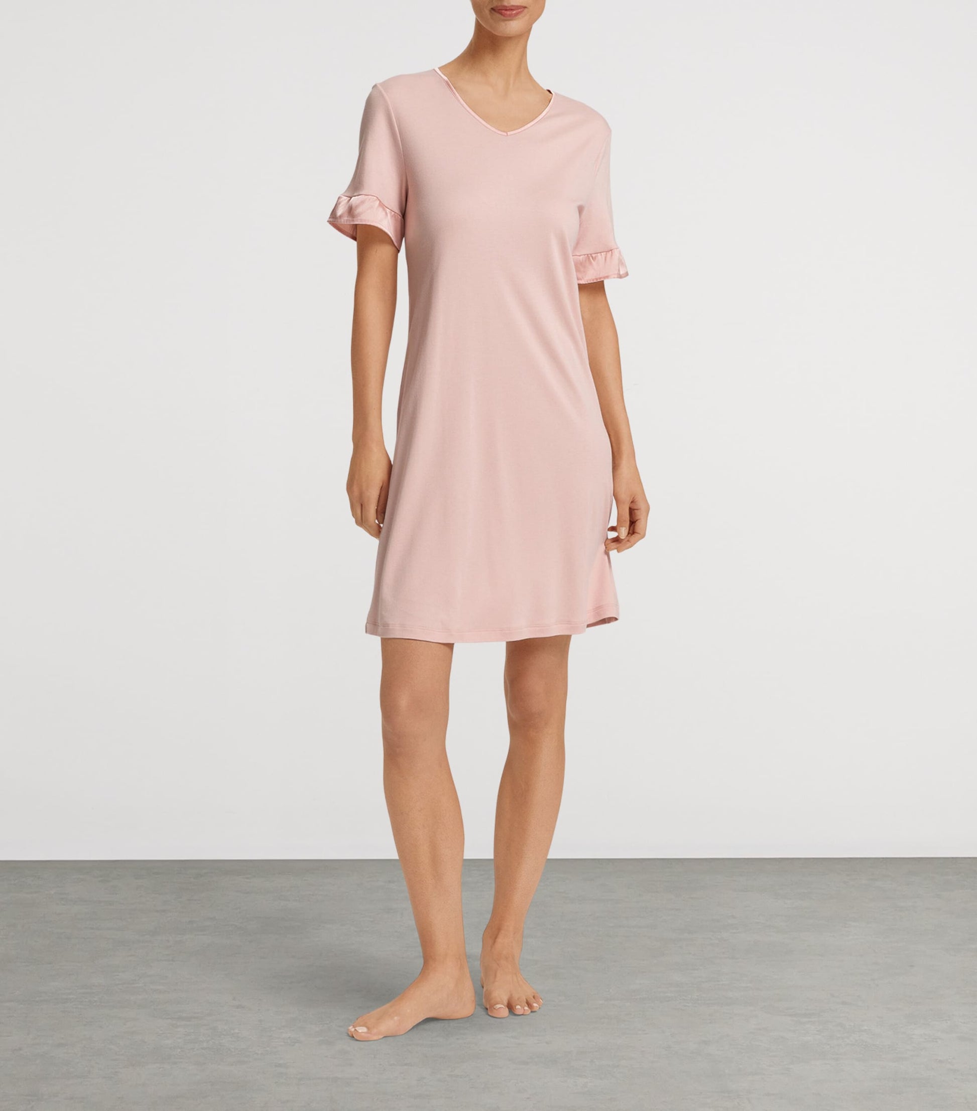 Hanro Nude Cotton-Blend Short-Sleeve Claire Nightdress