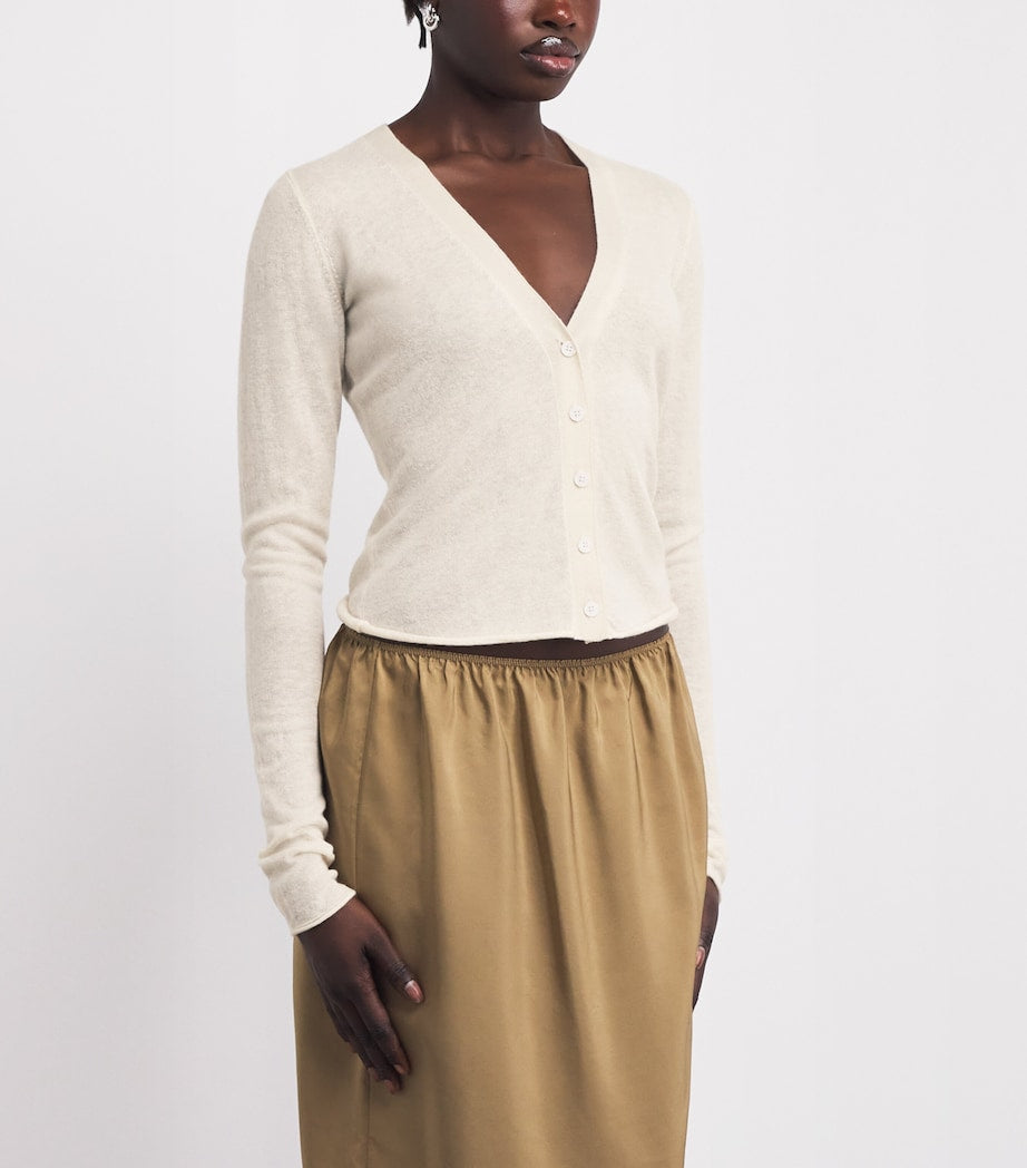 Beige Cashmere Sheer Cardigan