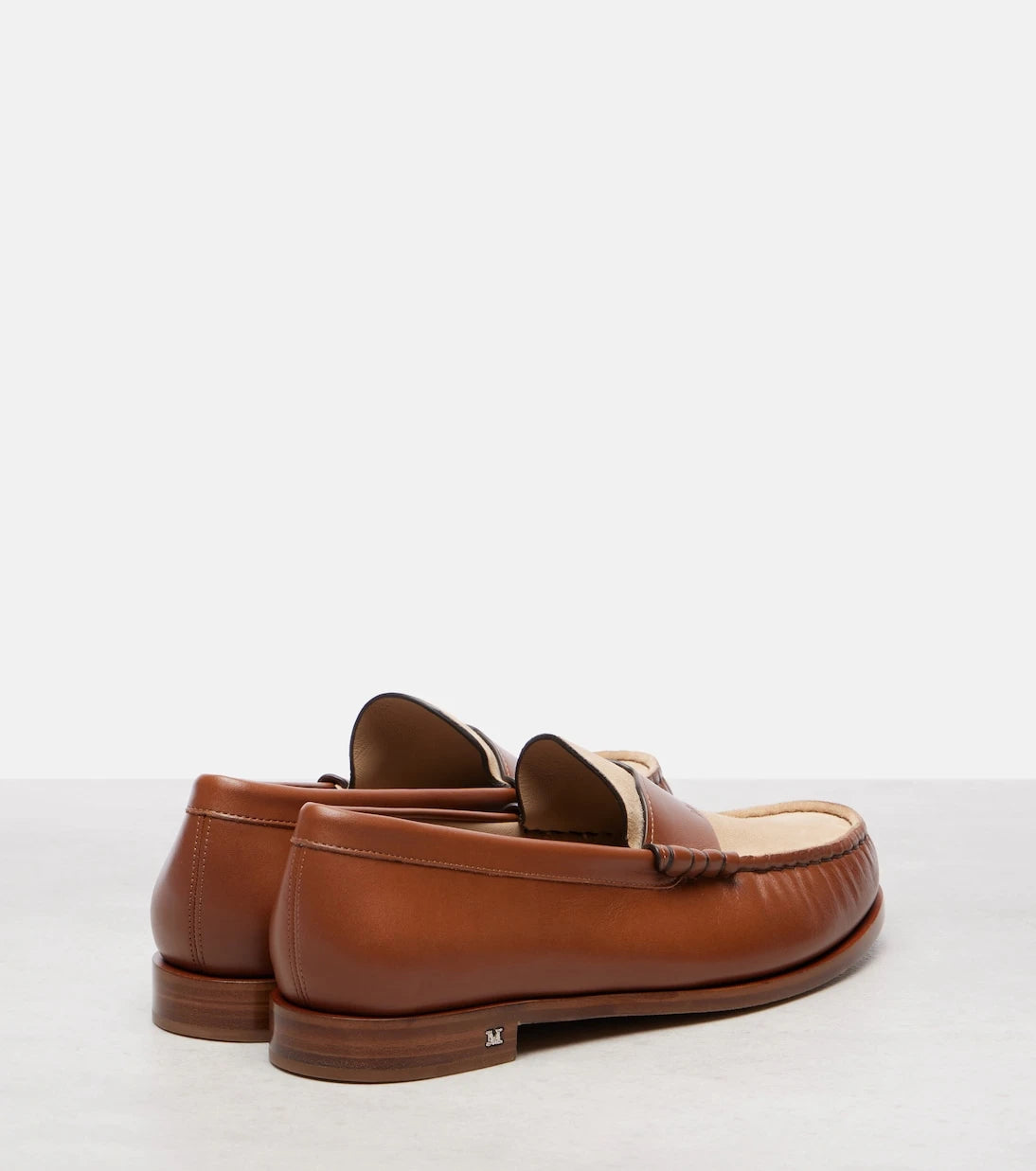 Max Mara - Logo leather and suede mocassins