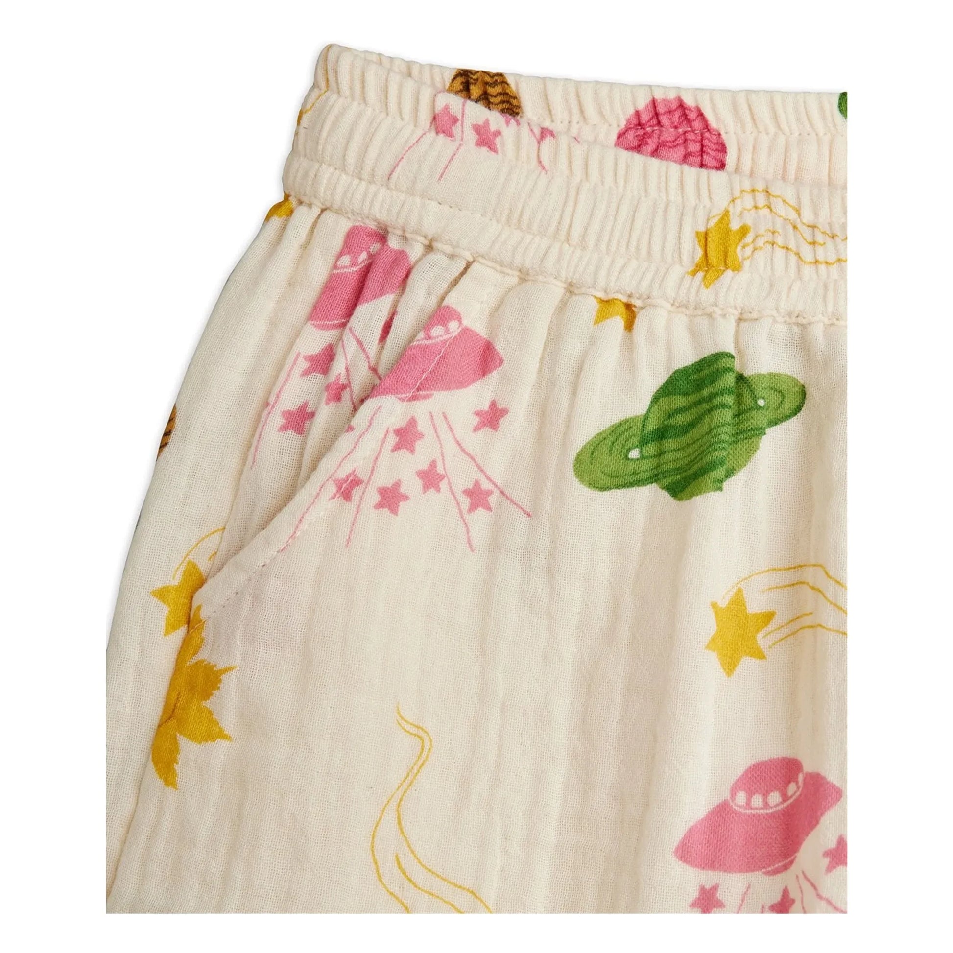 Mini Rodini - Espace shorts Organic cotton gauze | Ecru