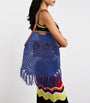 Anya Hindmarch Blue Macrame Fringe Eyes Tote Bag