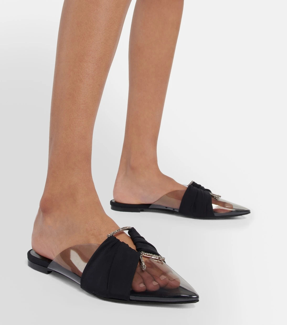 Nensi Dojaka - Crystal-embellished flat PVC slippers