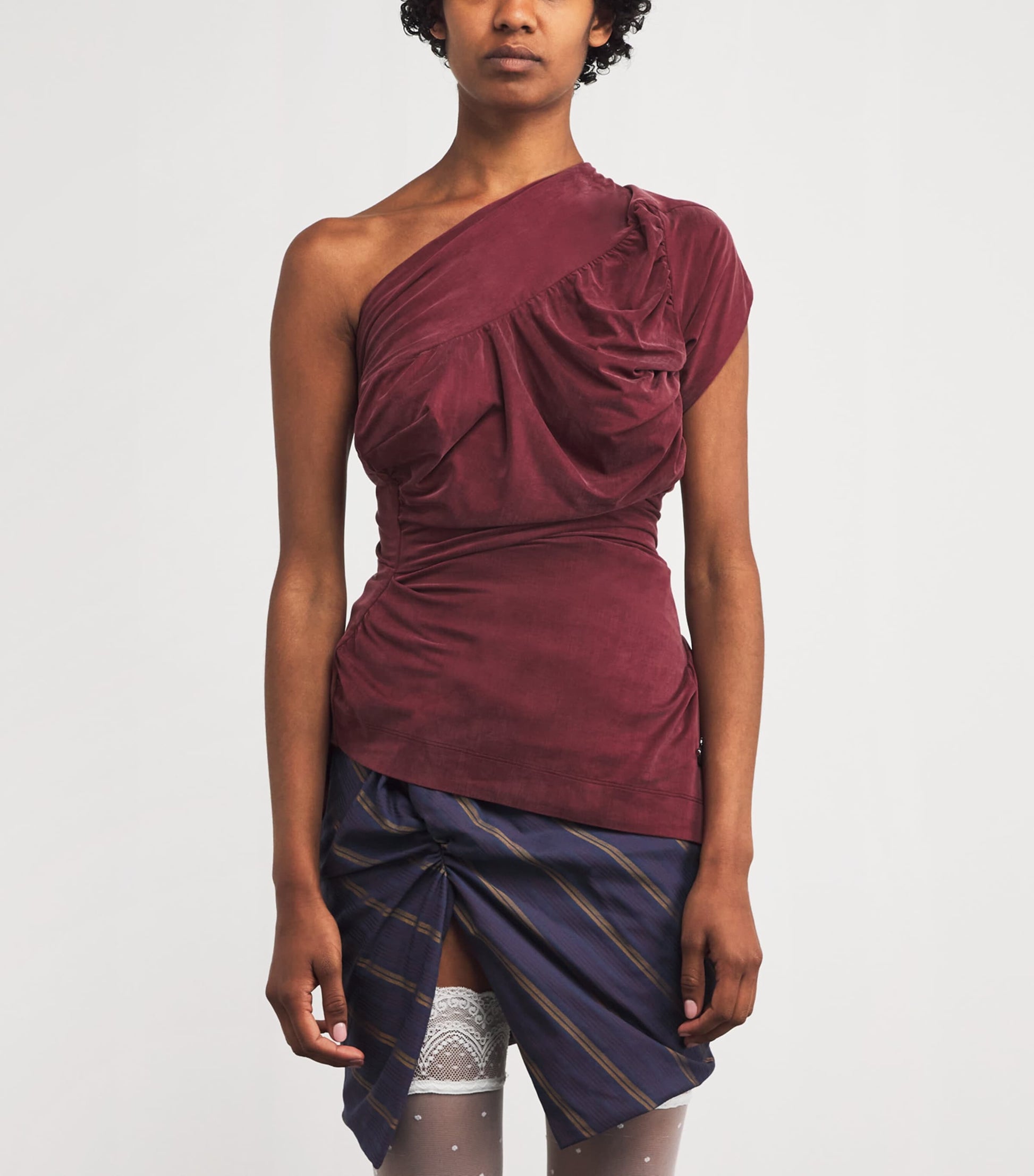 Vivienne Westwood Burgundy Andalouse Asymmetric Draped Top