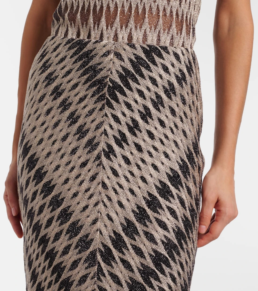 Missoni - تنورة ماكسي ميتاليك مفتوحة الحياكة