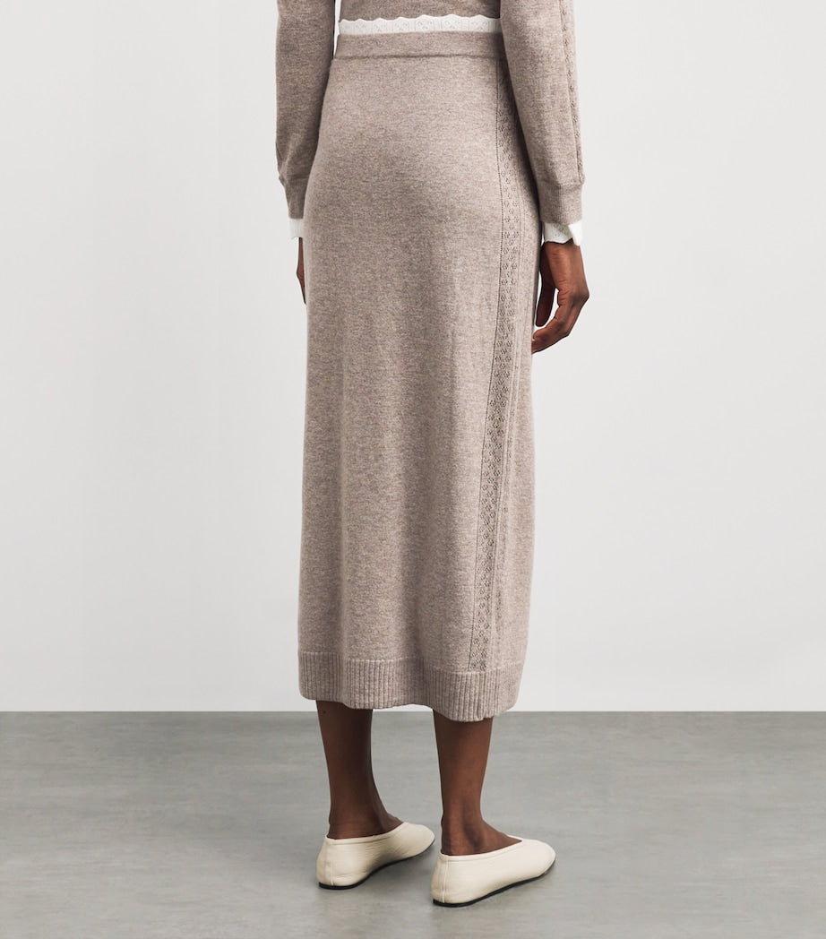 Sandro Paris Wool-Cashmere Midi Skirt