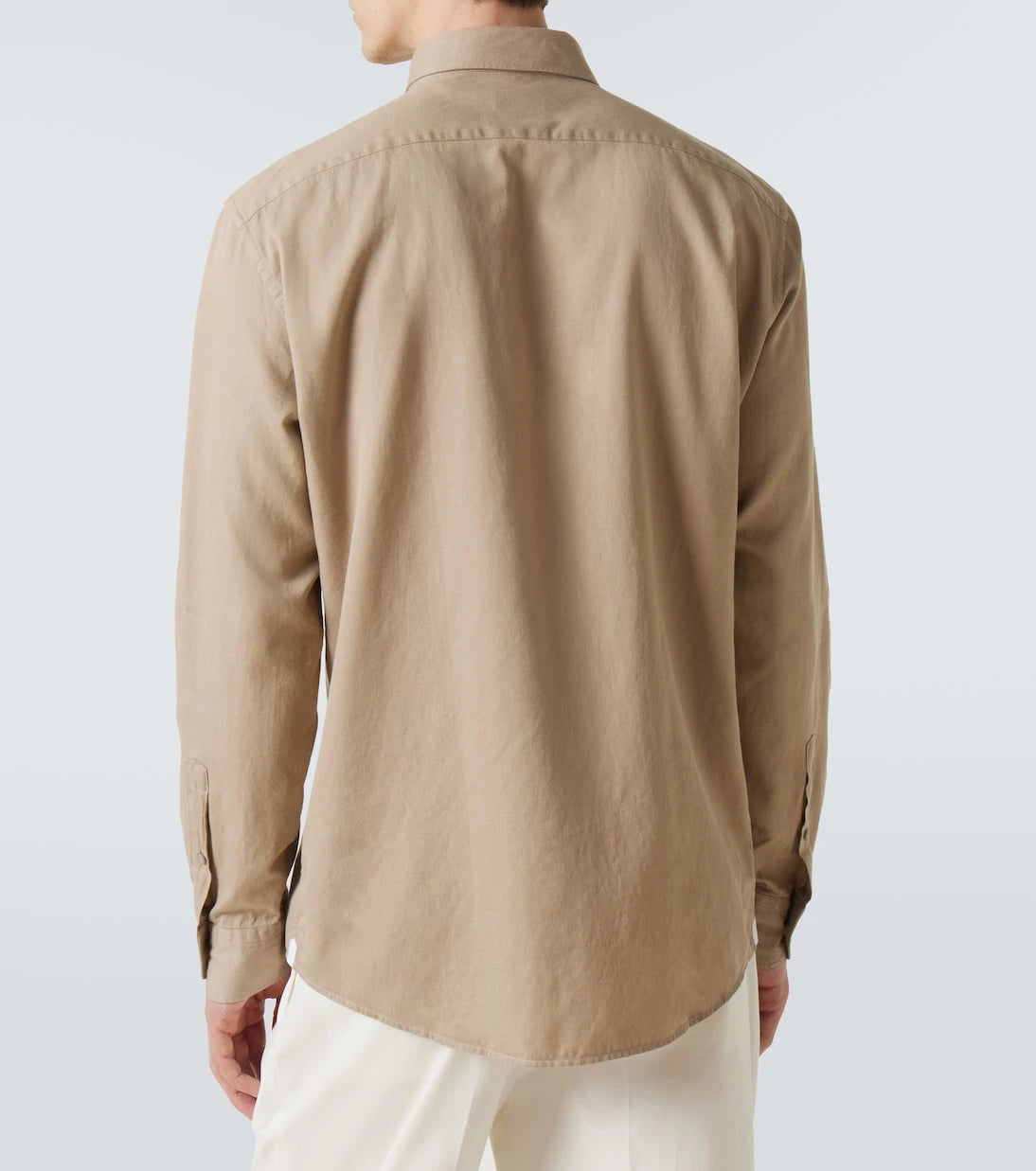 Zegna - قميص جينز من القطن والصوف