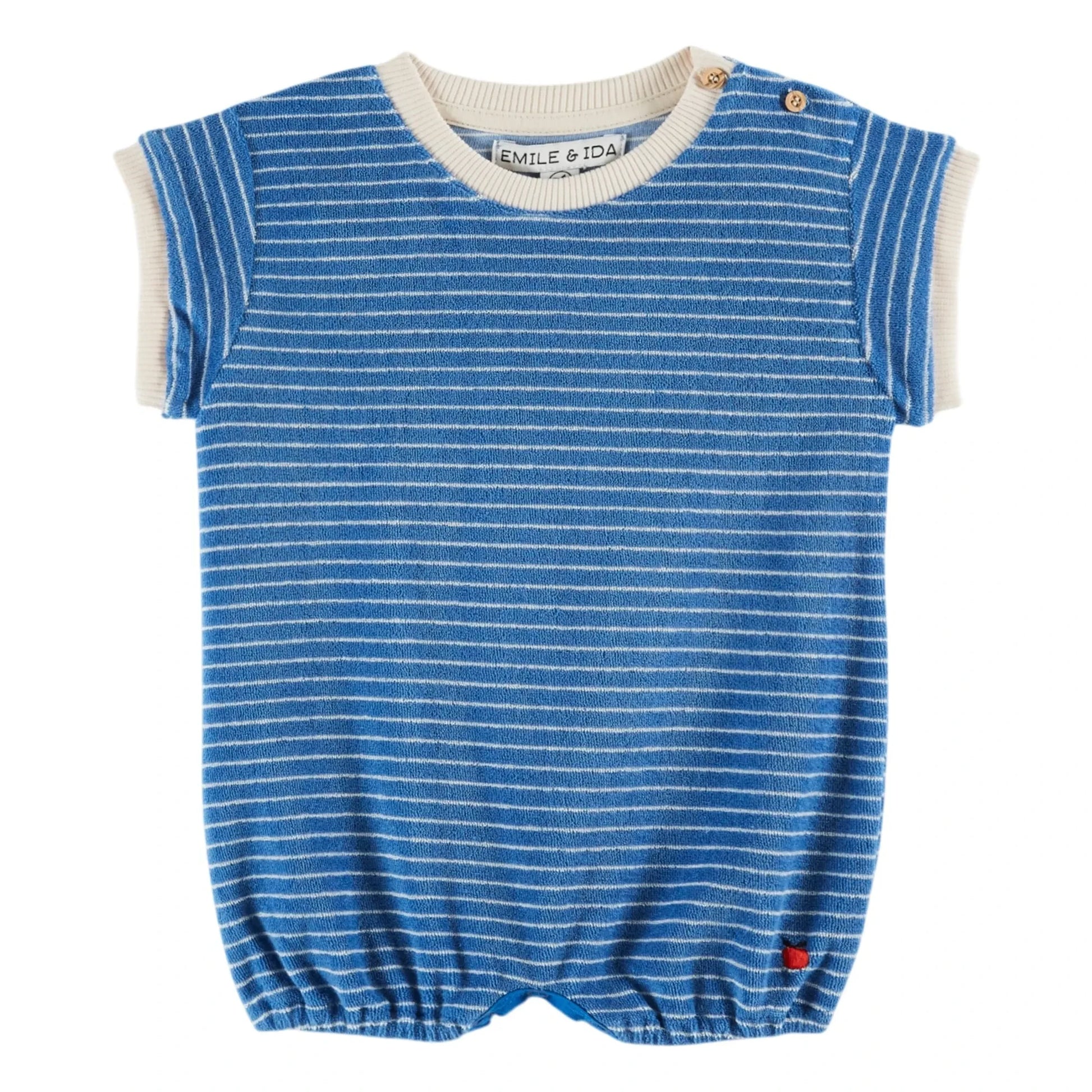 Emile et Ida - Striped organic cotton terry romper | Blue