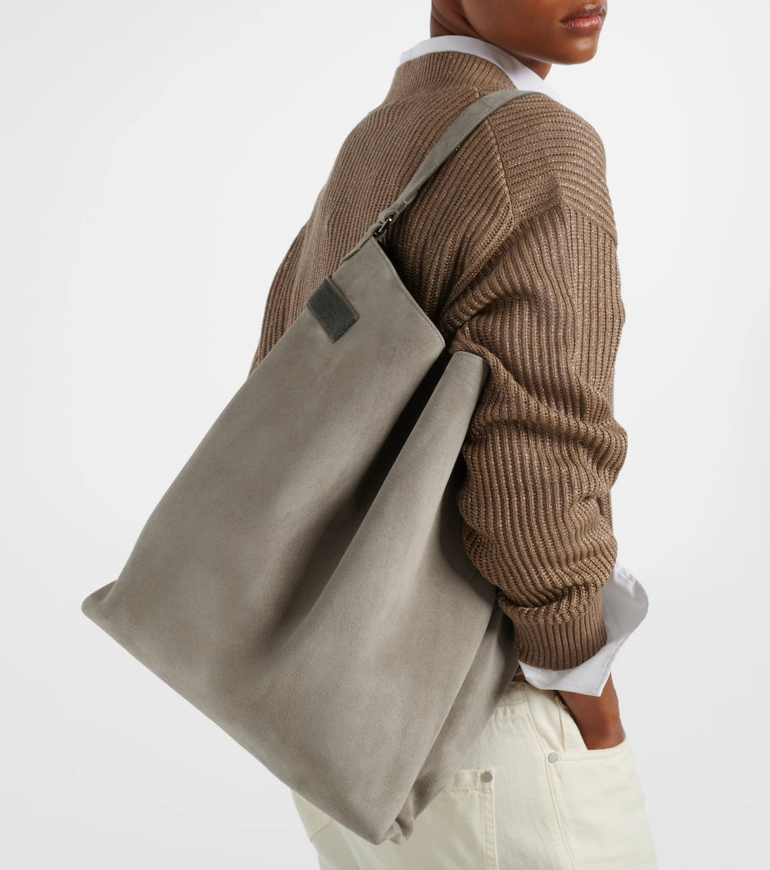 Brunello Cucinelli - Essence Monili Large suede tote bag