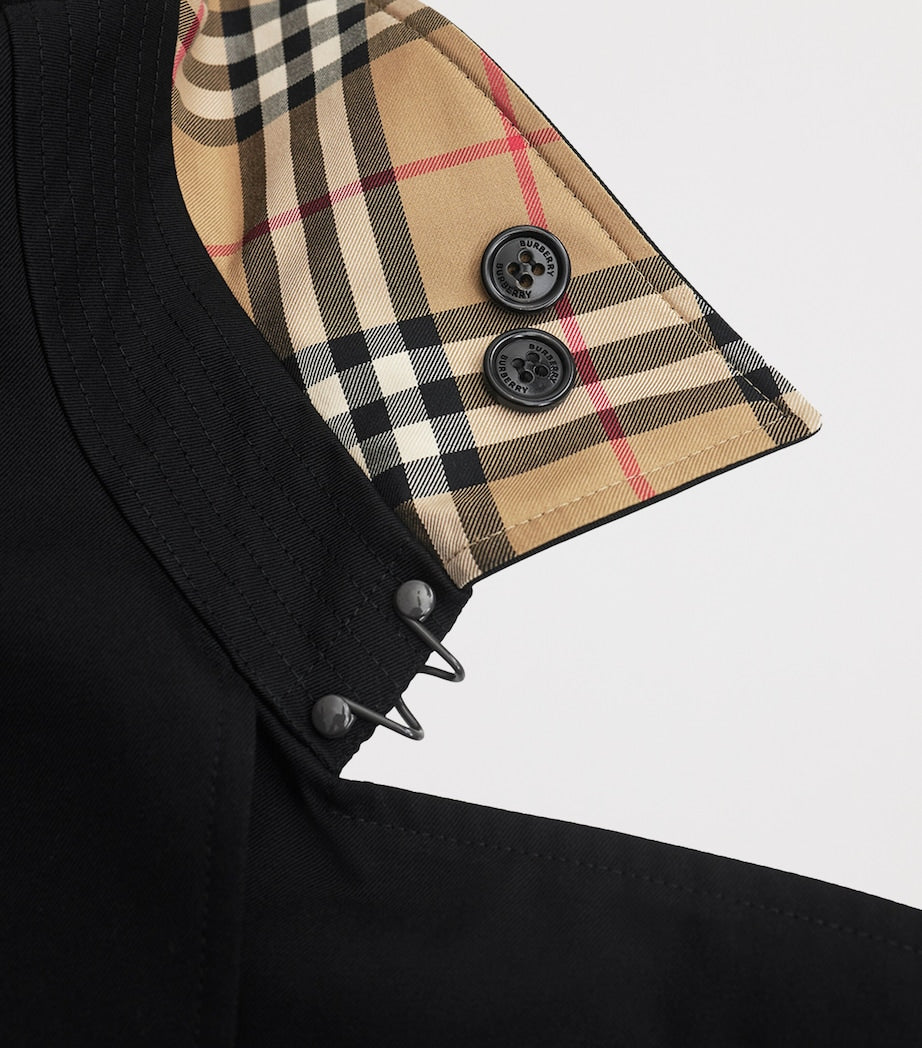 Burberry Black Cotton Kensington Short Trench Coat