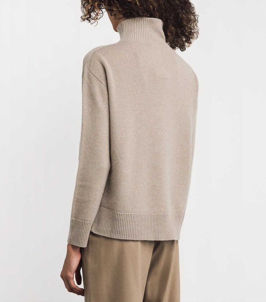 Beige Cashmere Rollneck Sweater
