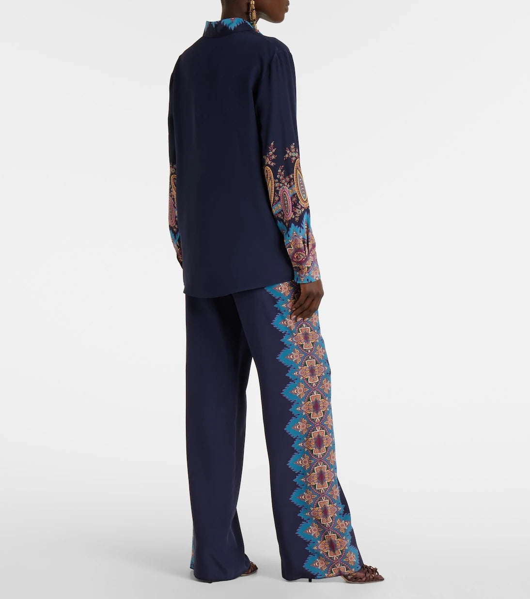 Etro - قميص من الكريب دي شين الحريري المطبوع