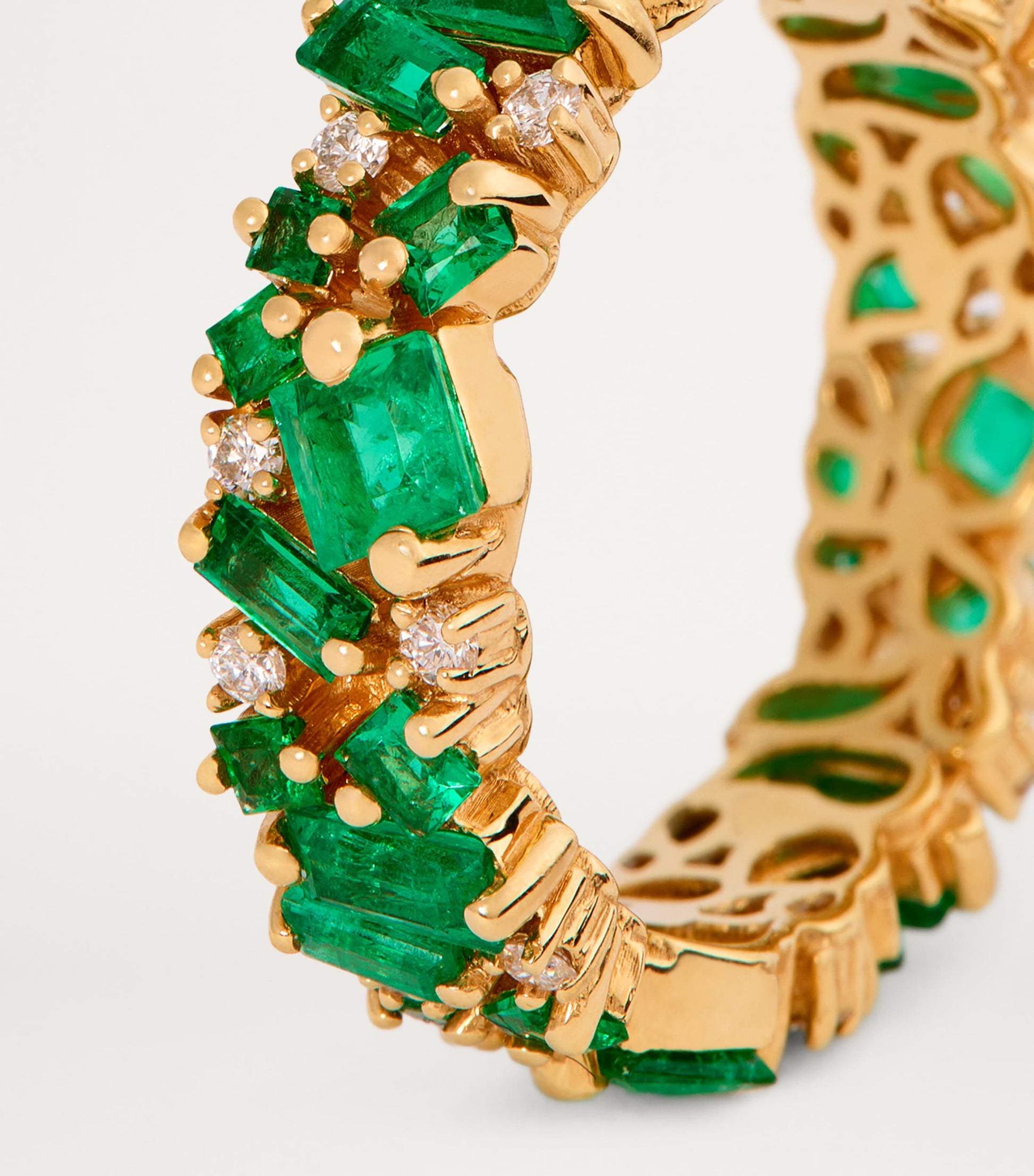 Yellow Gold, Diamond and Emerald La Fantaisie Eternity Ring