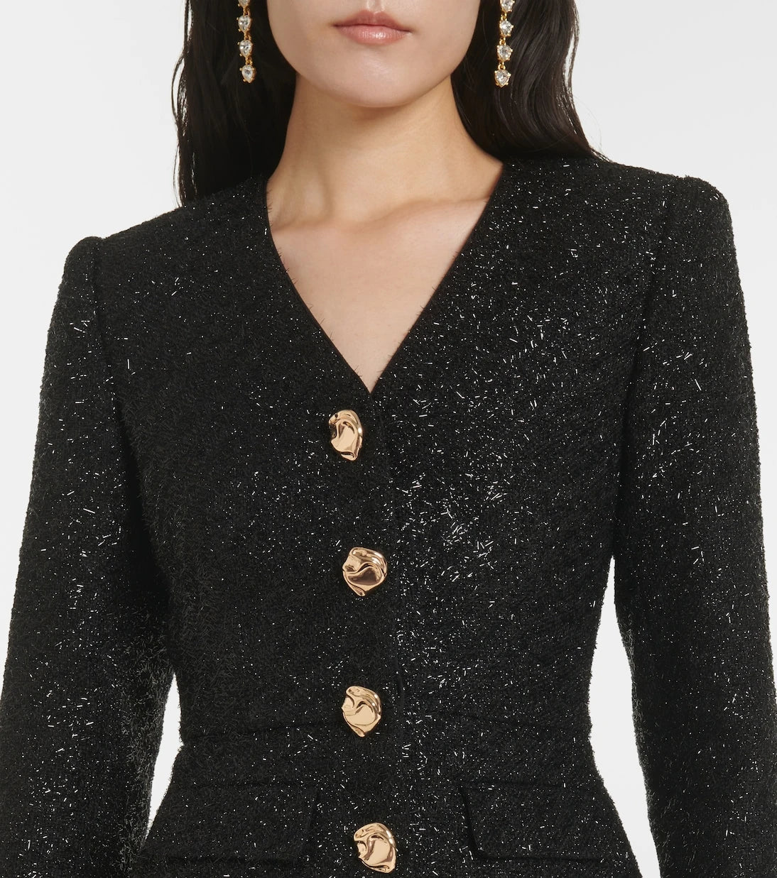 Self-Portrait - Bouclé chiffon midi dress