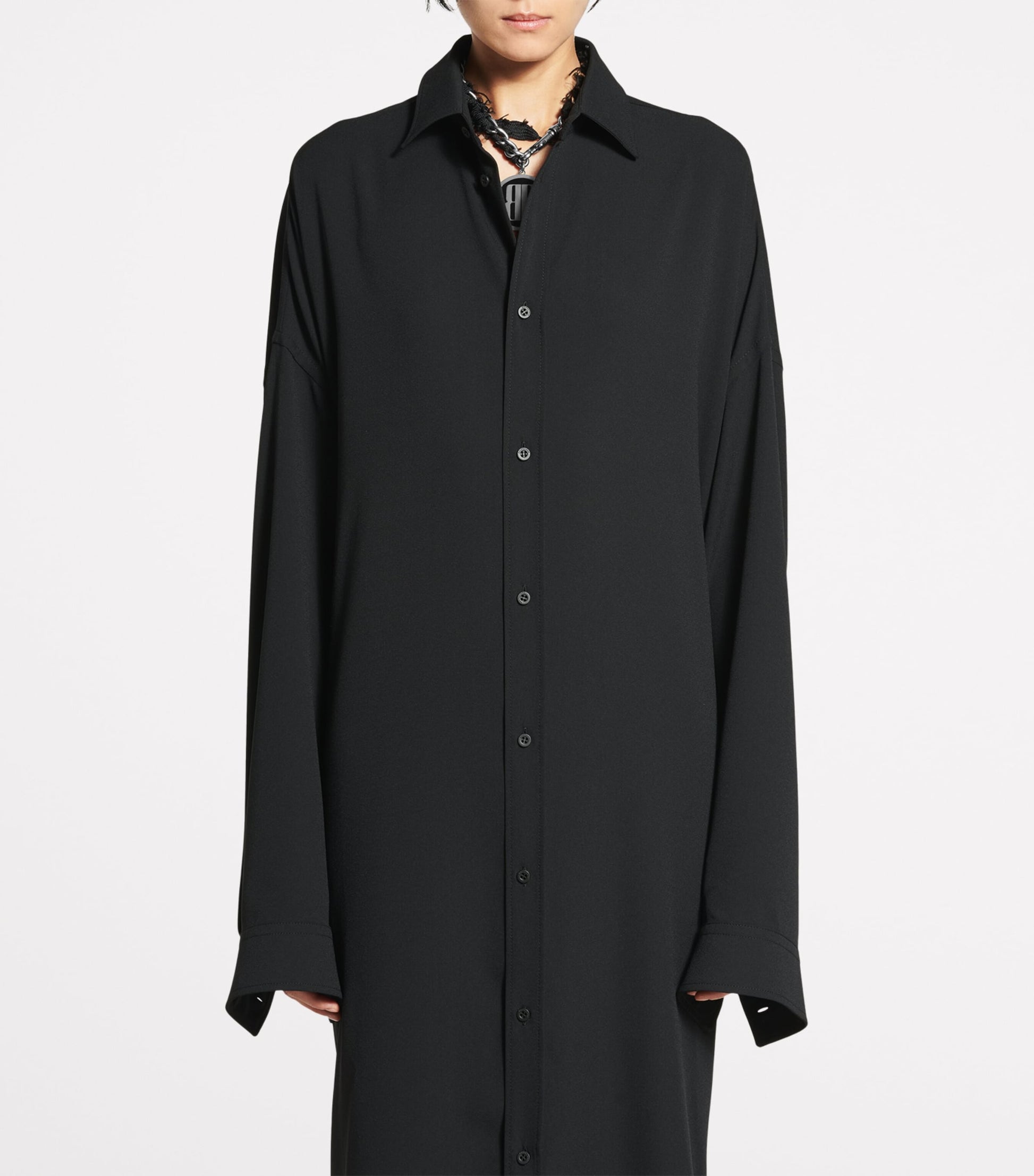 Balenciaga Black Lace-Up Shirt Dress