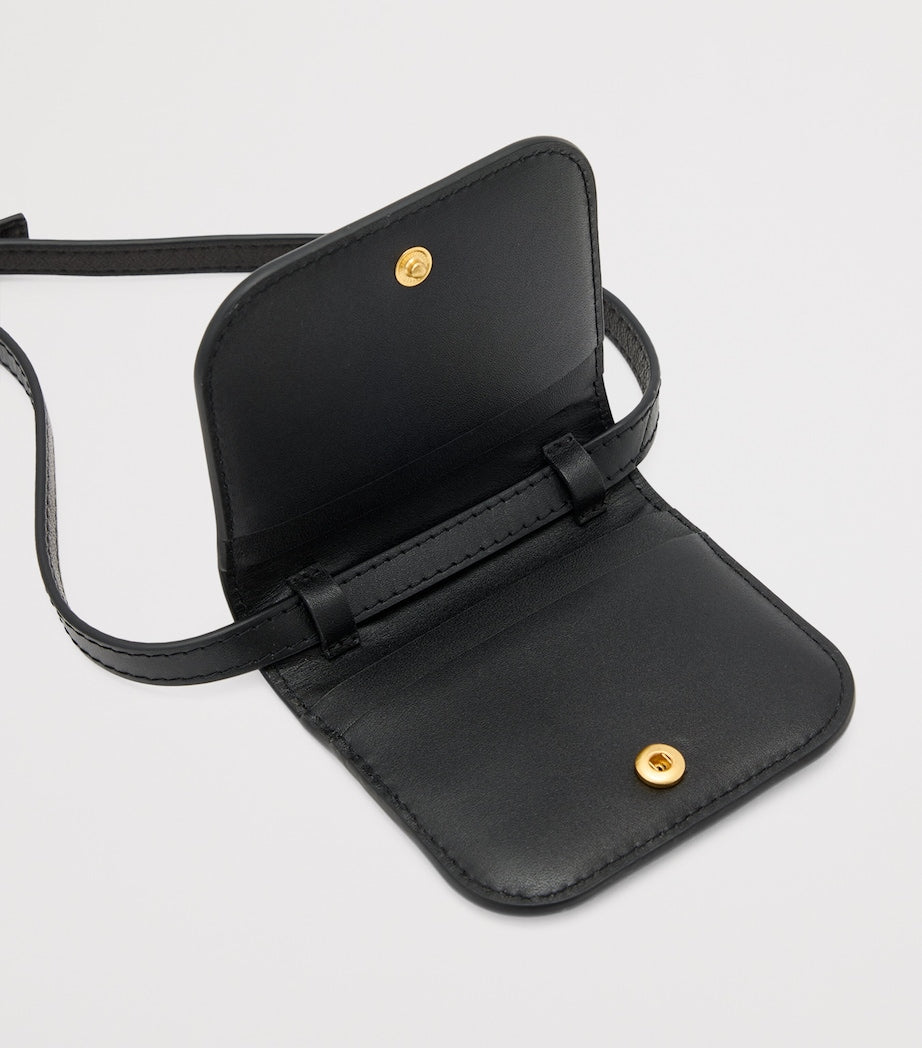 Black Small Leather Maeve Cross-Body Card Holder