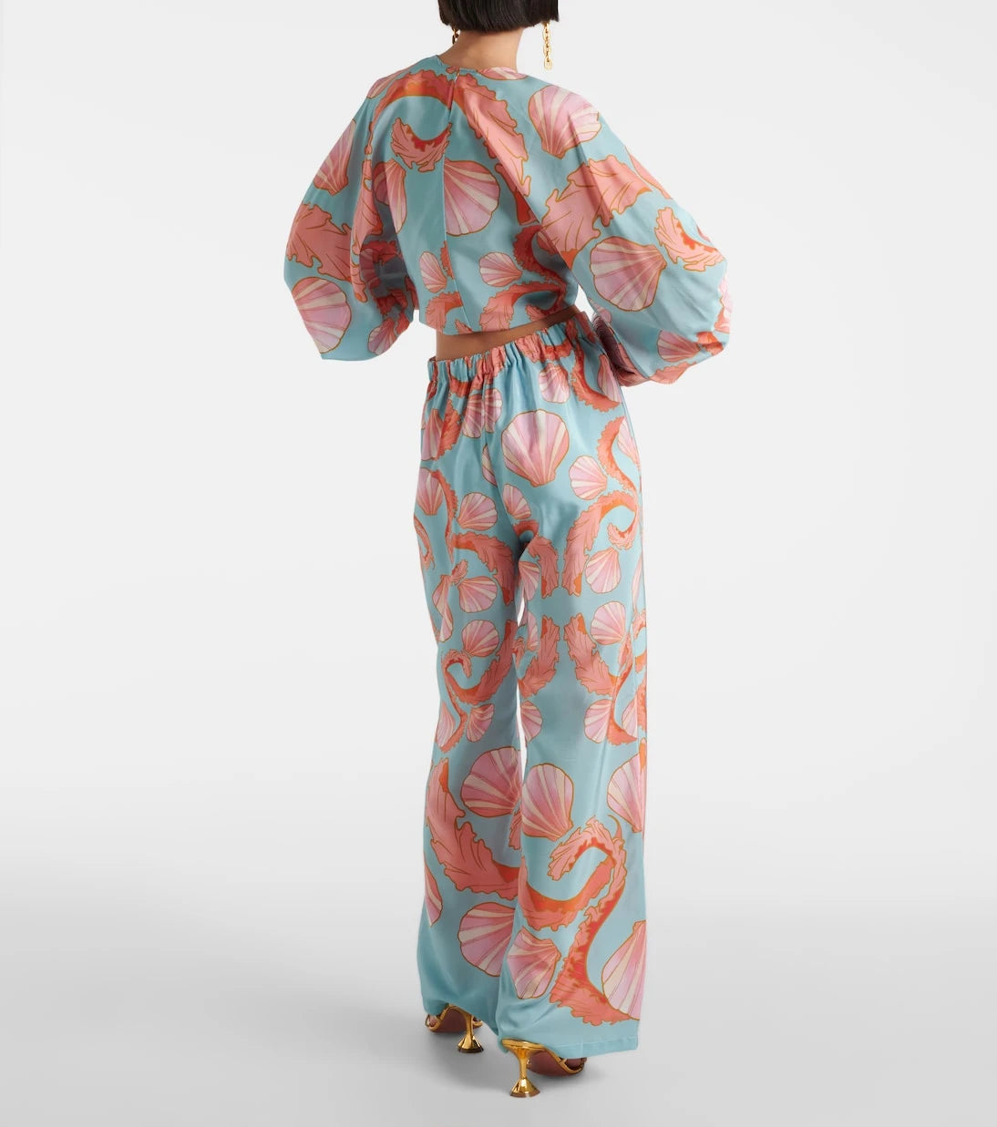 Adriana Degreas - Printed high-rise silk wide-leg pants