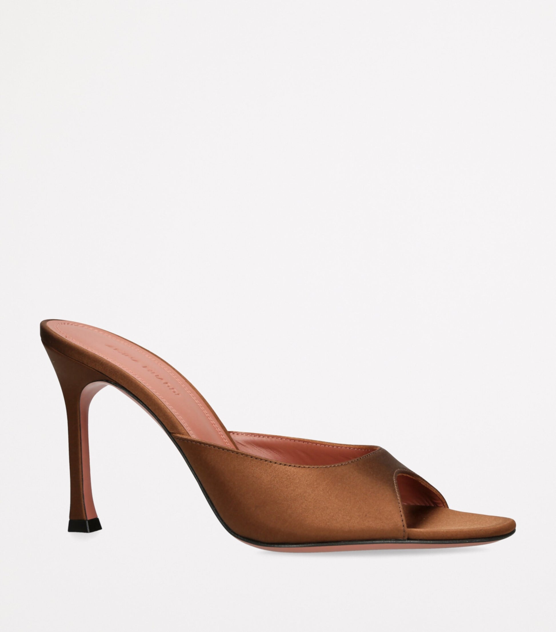 Brown Satin Alexa Heeled Mules 95