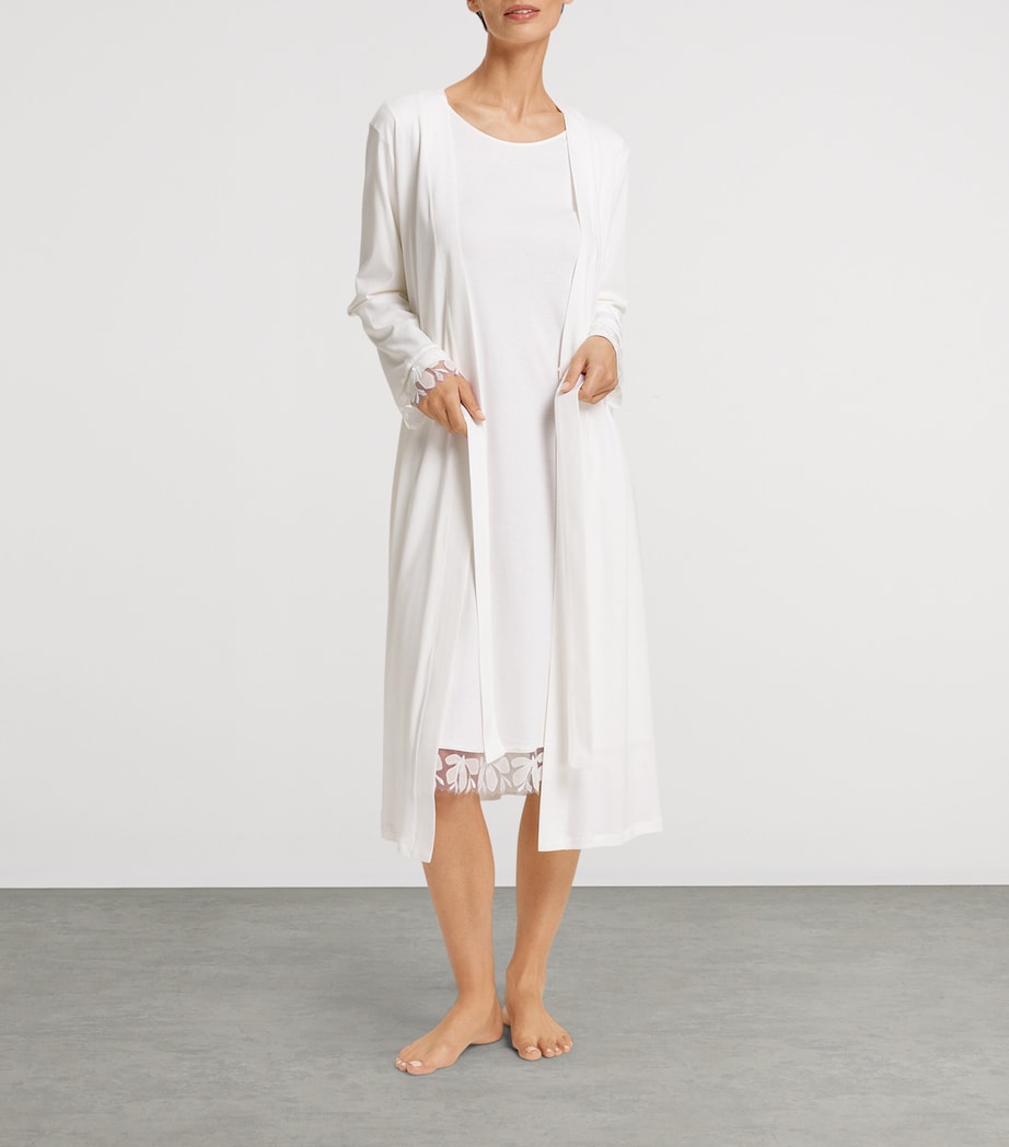 Hanro Ivory Cotton Long-Sleeve Kalea Nightdress