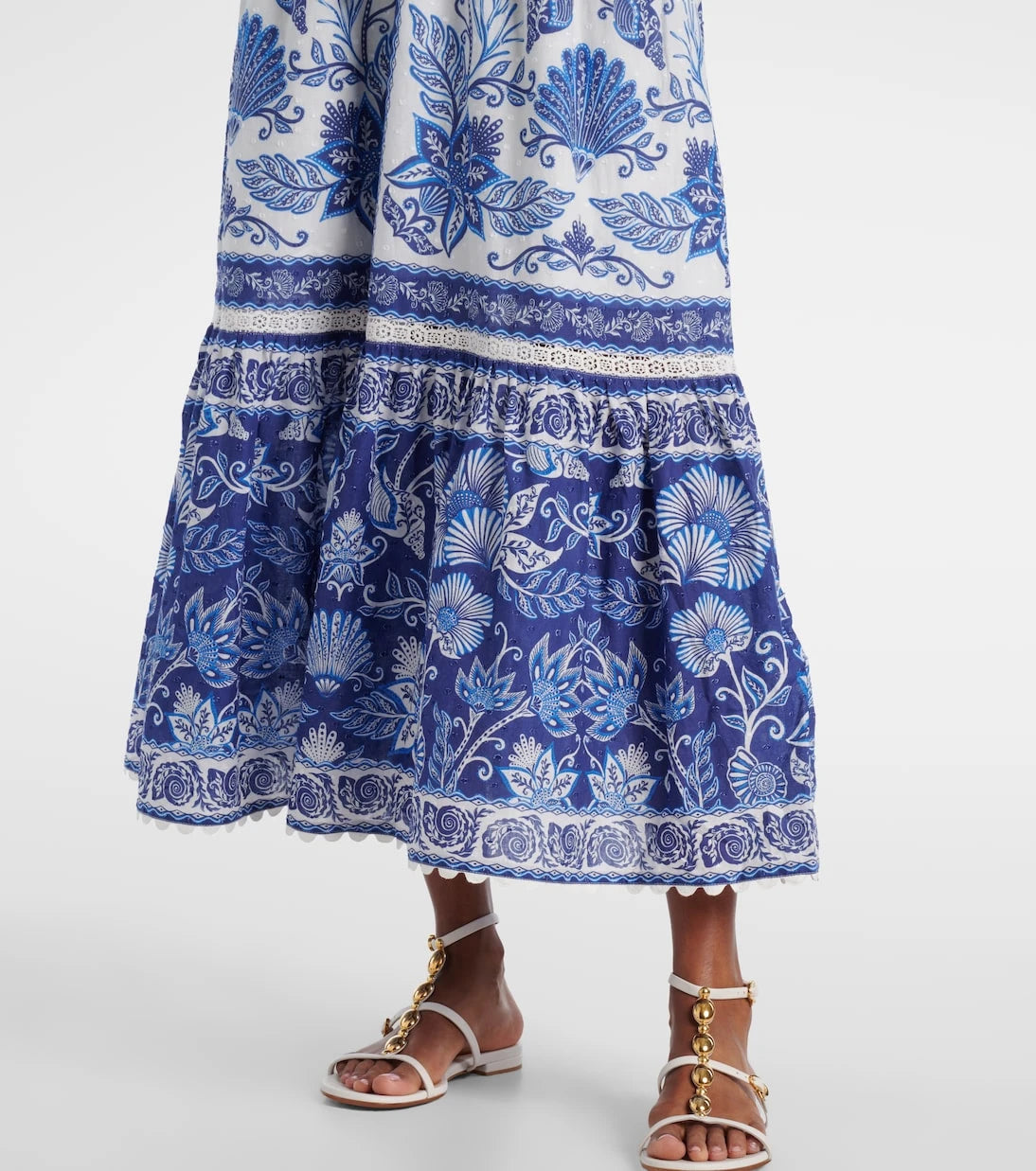 Farm Rio - Floral tiered cotton maxi dress