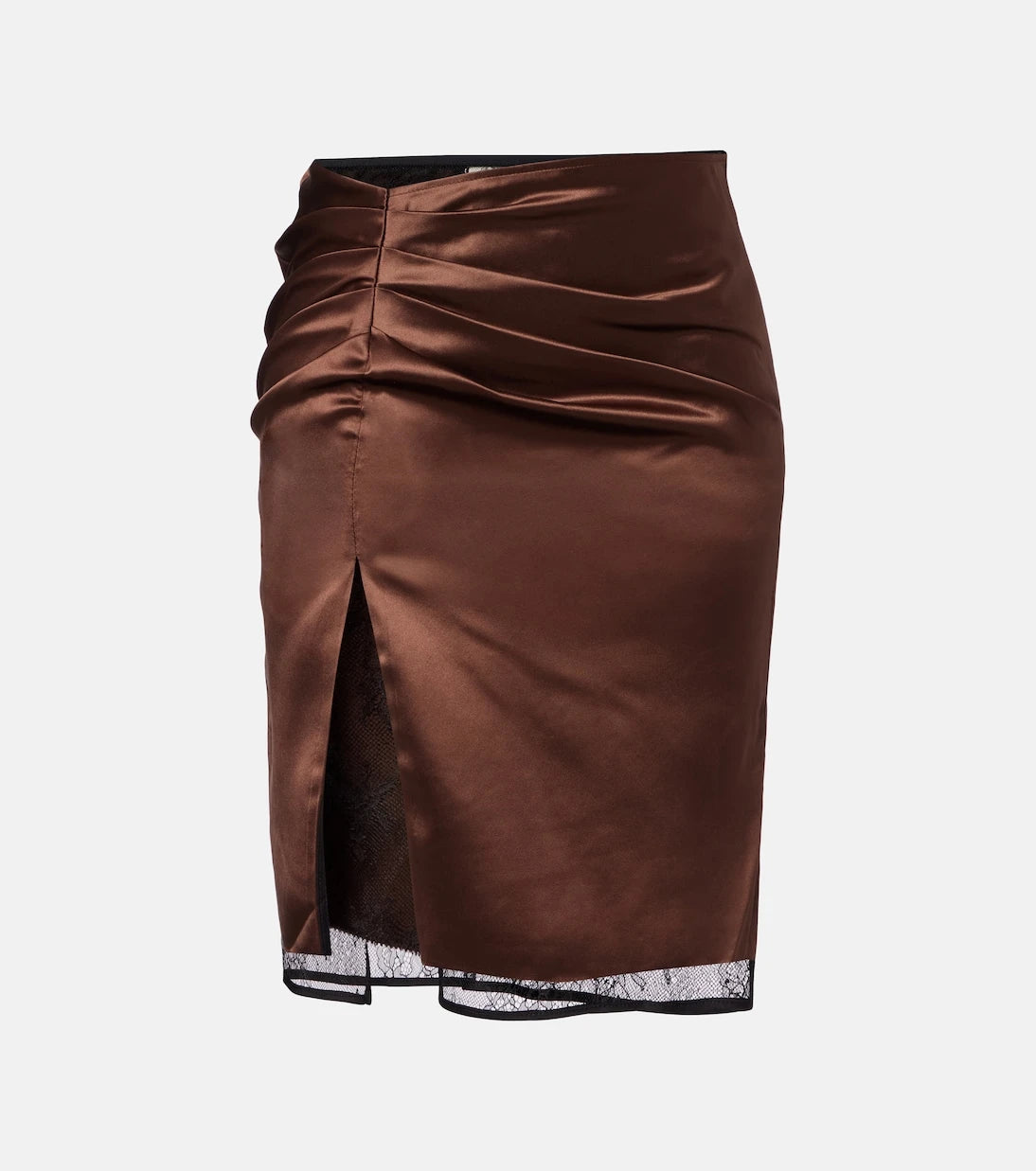 Jacques Wei - Lace-trimmed satin miniskirt